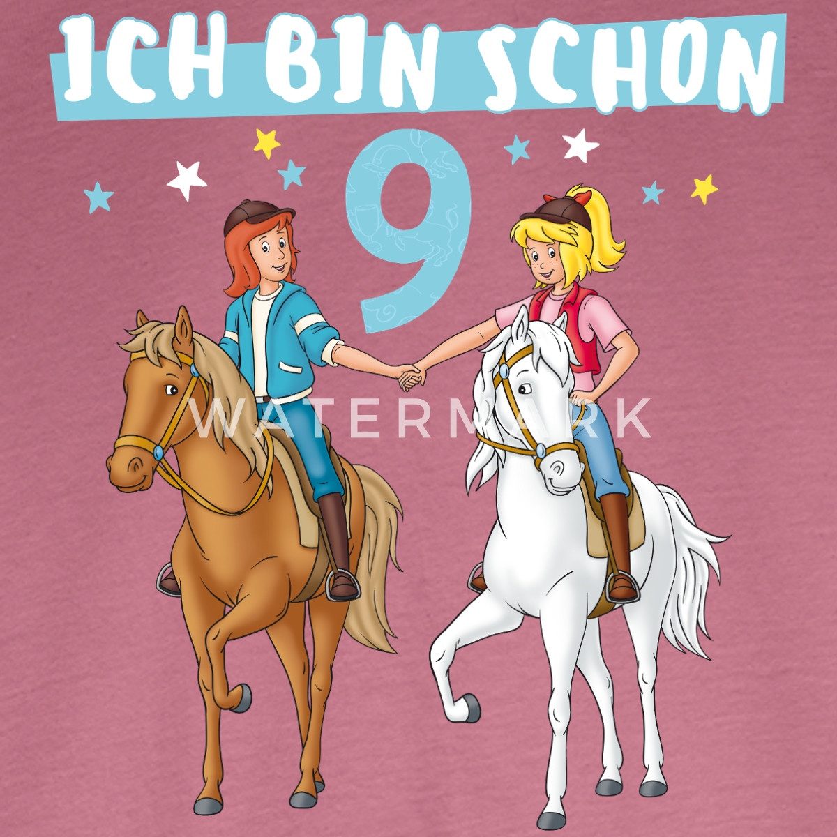Spreadshirt T-Shirt Bibi & Tina Geburtstag Ich Bin Schon Neun Kinder Premium Langarmshirt (1-tlg)