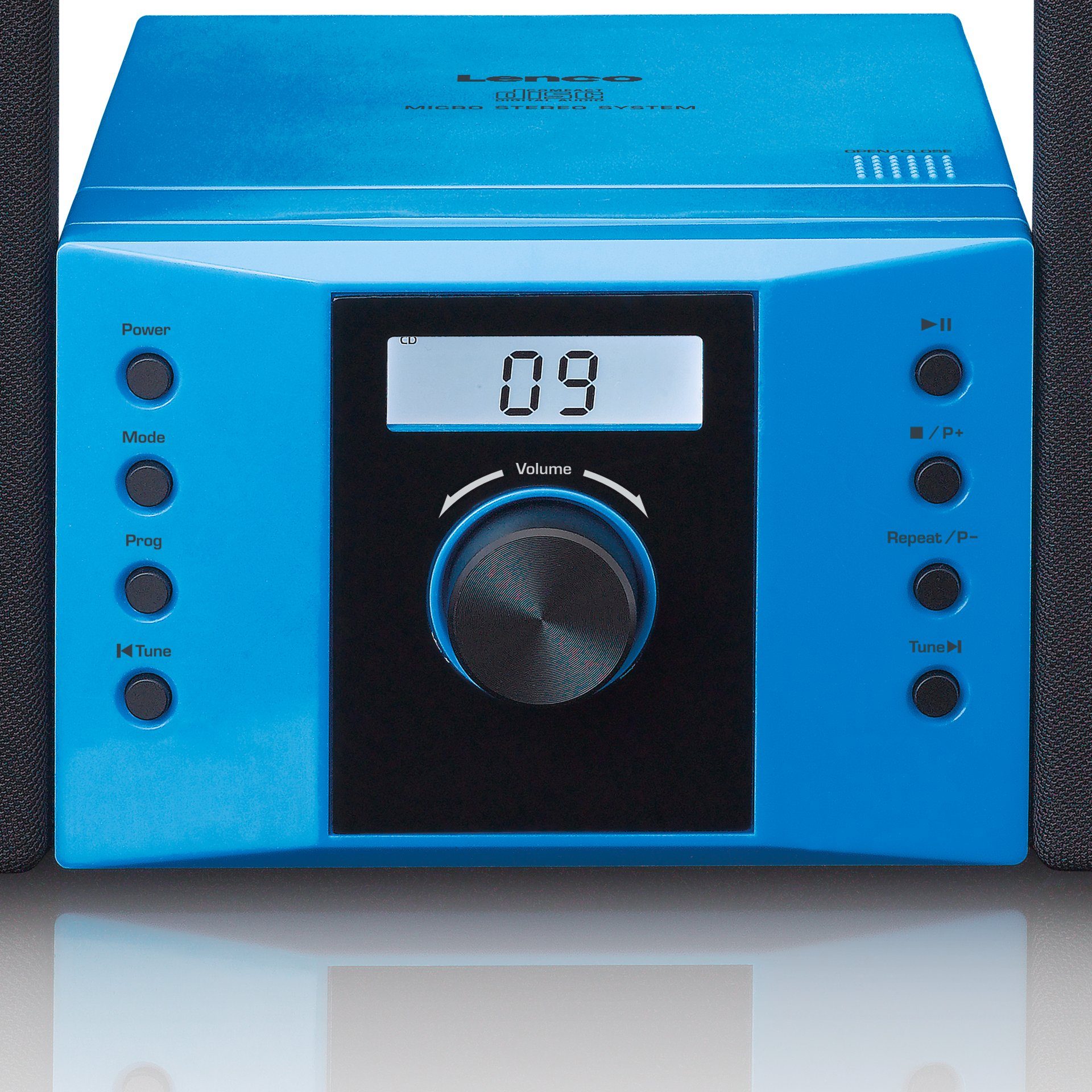 Lenco Micro CD, Sticker Set AUX-IN, Stereoanlage (FM-Tuner) radio, FM mit Blau
