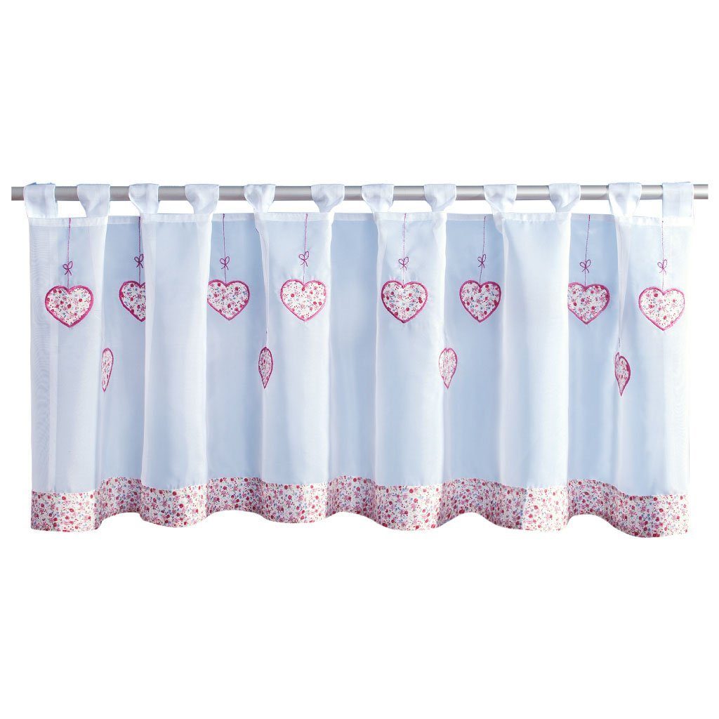 Arsvita Vorhang, Schlaufen, transparent, Voile, Bistrogardine mit Schlaufen, Transparente Küchengardine 150cm x 45cm