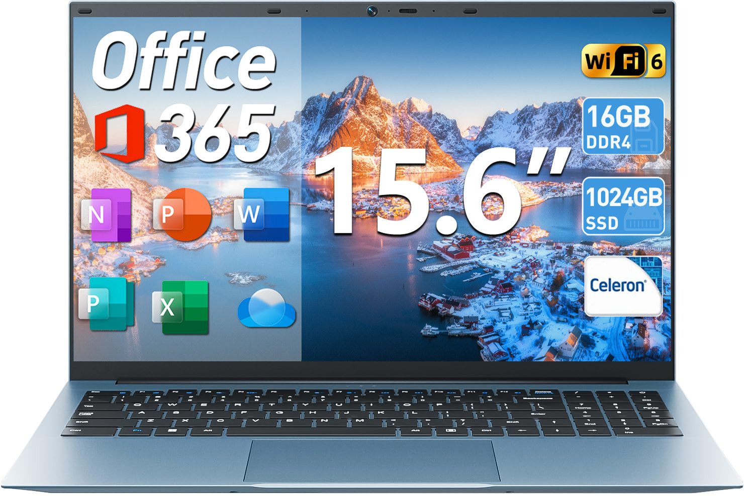 MENGHU 15,6" Full HD 180° Business Laptop 16GB RAM 1TB SSD WiFi 6 Windows 11 Notebook (Intel Celeron N5095, 1024 GB SSD)