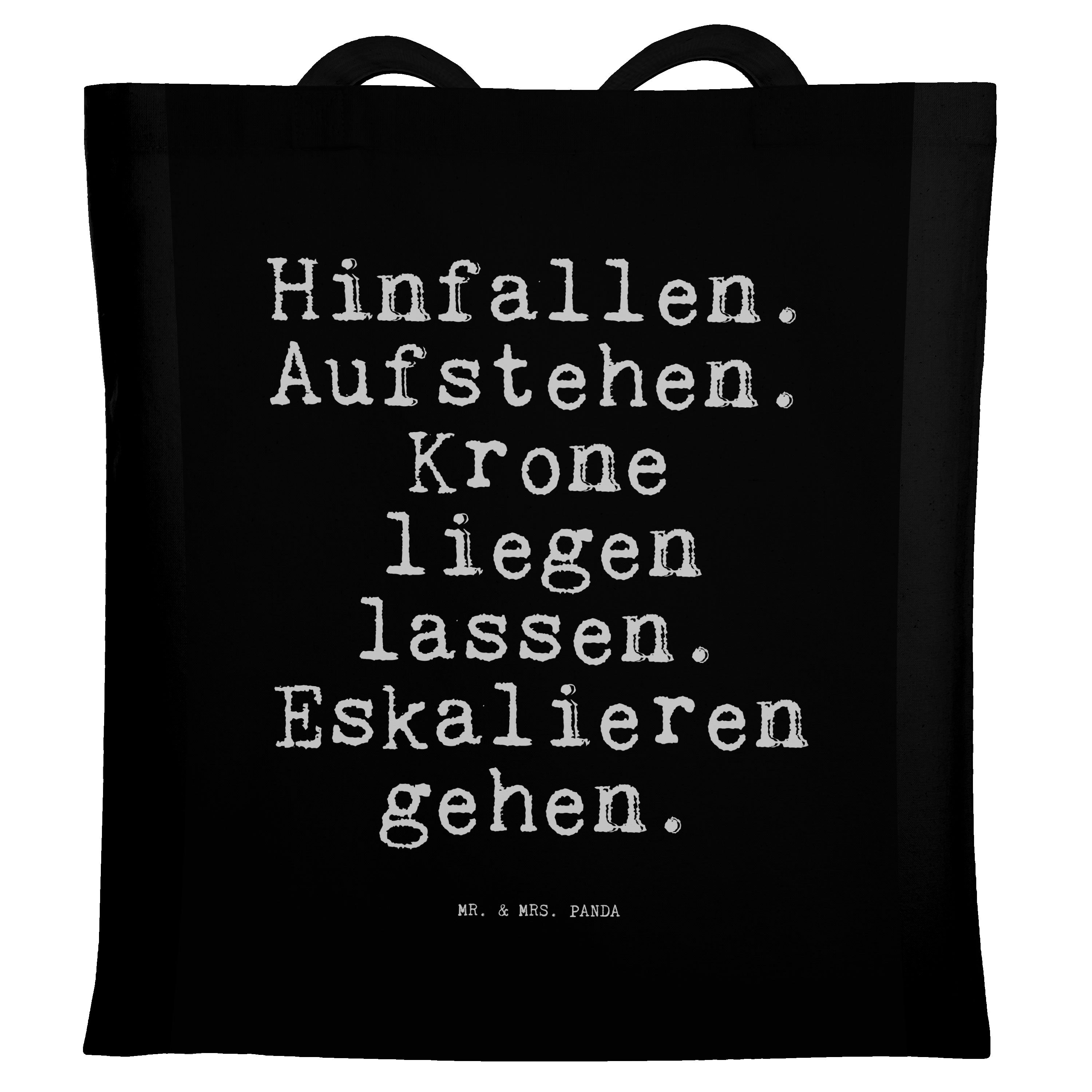 Mr. & Mrs. Hinfallen. Z - Aufstehen. liegen... - Geschenk, (1-tlg) Krone Tragetasche Schwarz Panda Spruch