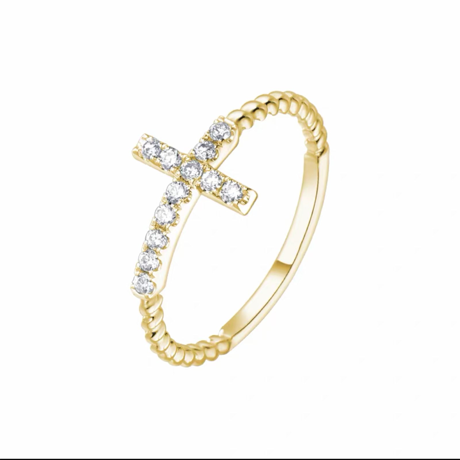 Jumpeak Diamantring Diamantring für Damen, Kreuzring, D/E, VVS/VS, 585er Gold, Geburtstagsgeschenk, Weihnachtsgeschenk, minimalistischer Diamantring
