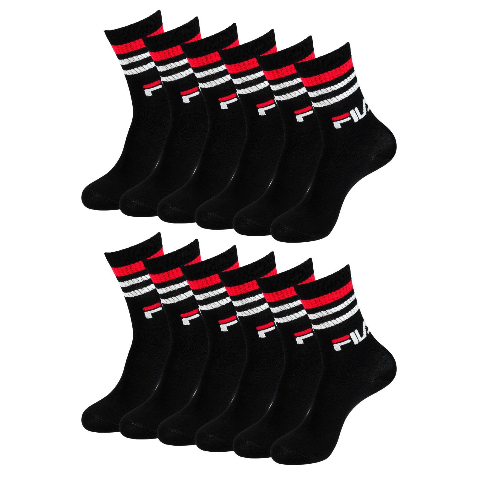 Fila Langsocken Crow Socks Calze (6-Paar) im sportlichen Retrolook mit Rippbündchen 200 black