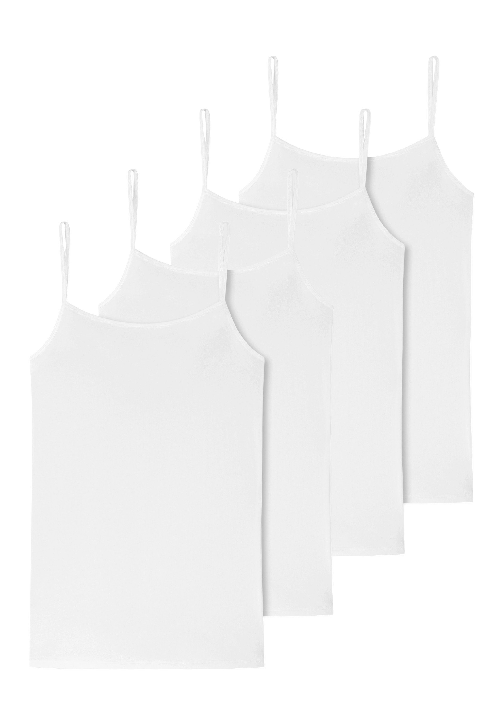 4-St) Weiß Top Unterhemd Baumwolle Schiesser - Spaghetti Organic - 4er (Spar-Set, Cotton 95/5 Pack