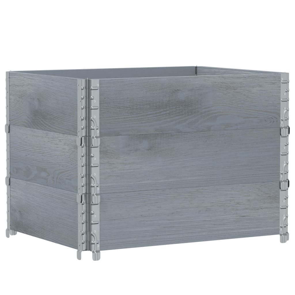 vidaXL Palettenbett Paletten-Aufsatzrahmen 3 Stk. Grau 80x60 cm Massivholz Kiefer (3-tlg)