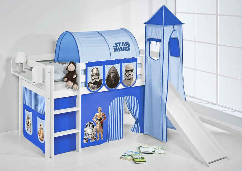 Lilokids Hochbett Spielbett JELLE Star Wars - Hochbett LILOKIDS - weiß - mit Turm, Rutsche und Vorhang