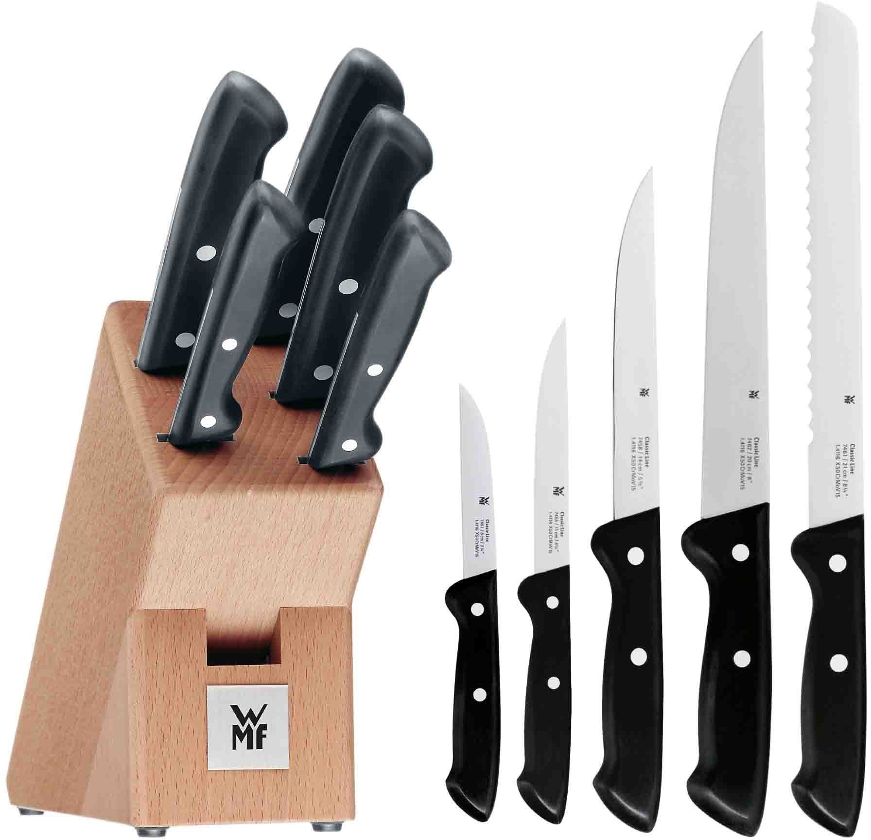 und Aufbewahrung Messerklingen WMF Classic perfekte aus (6tlg), Spezialklingenstahl, Line Schutz Messerblock Optimaler