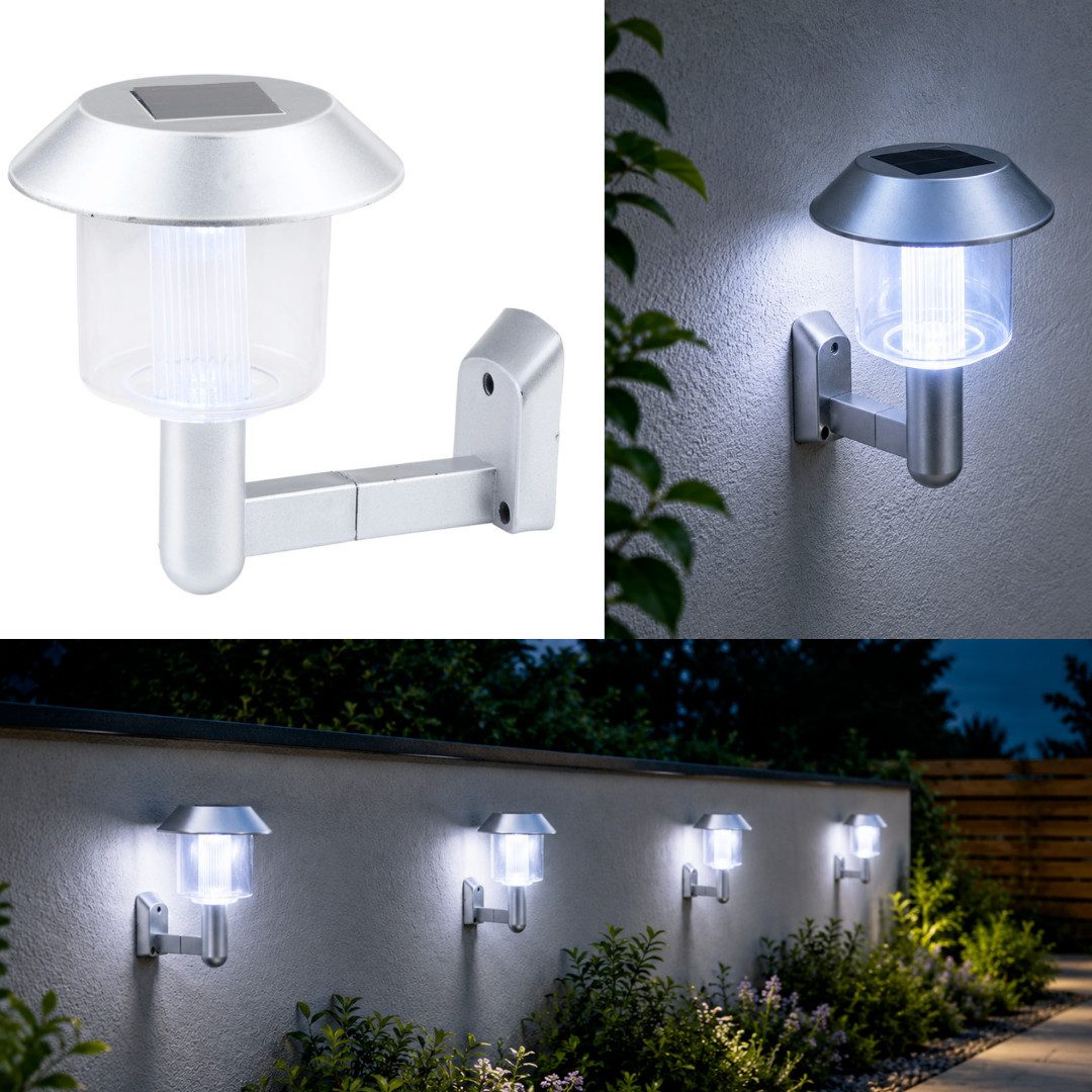 Grundig Außen-Wandleuchte Solar Wandleuchte LED Gartenleuchte GRUNDIG Zaunleuchte Außen, LED fest integriert, Solarbetrieben, energiesparend