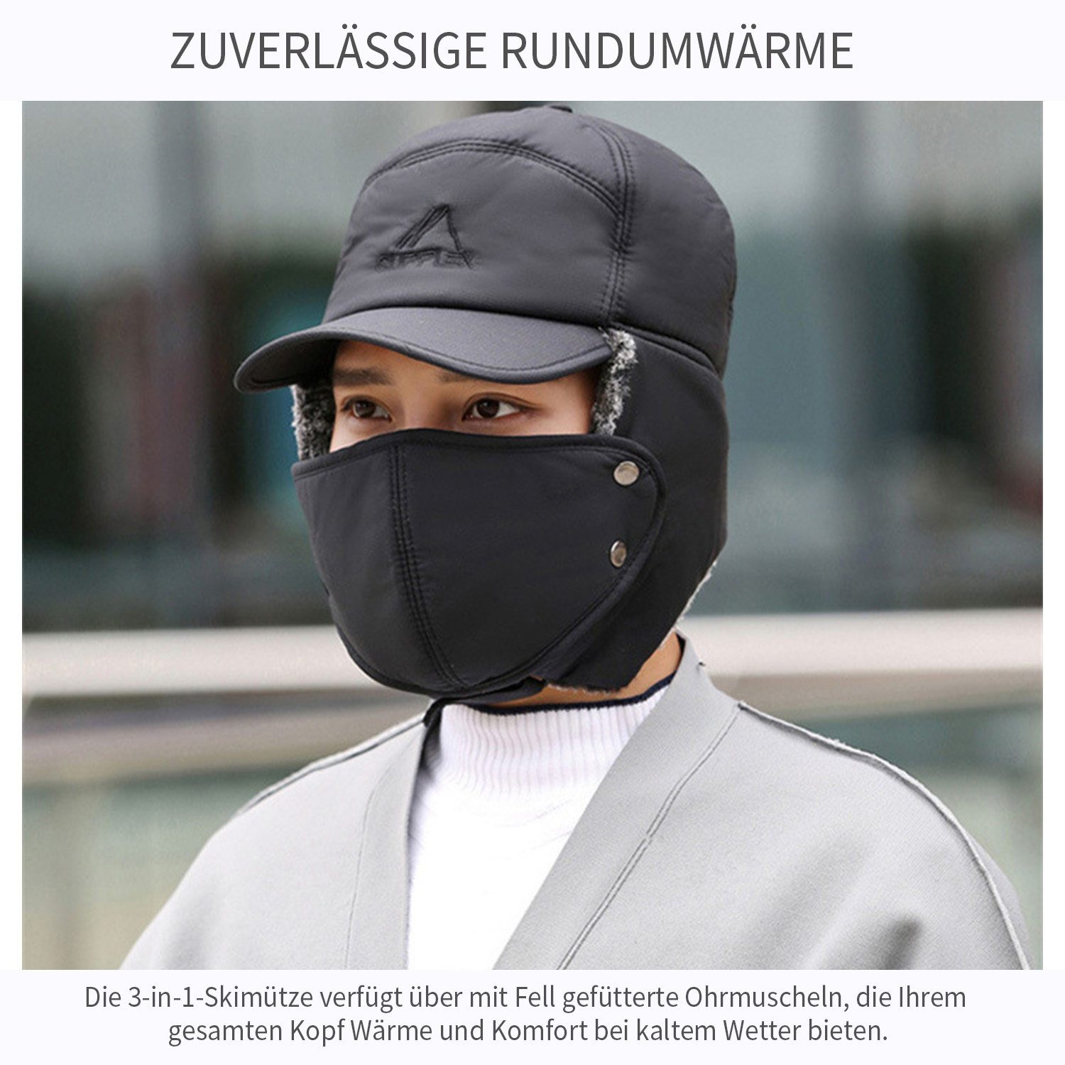 Refttenw Fleecemütze Herren Schirmmütze Innenfutter Wintermütze mit Ohrenwä günstig online kaufen
