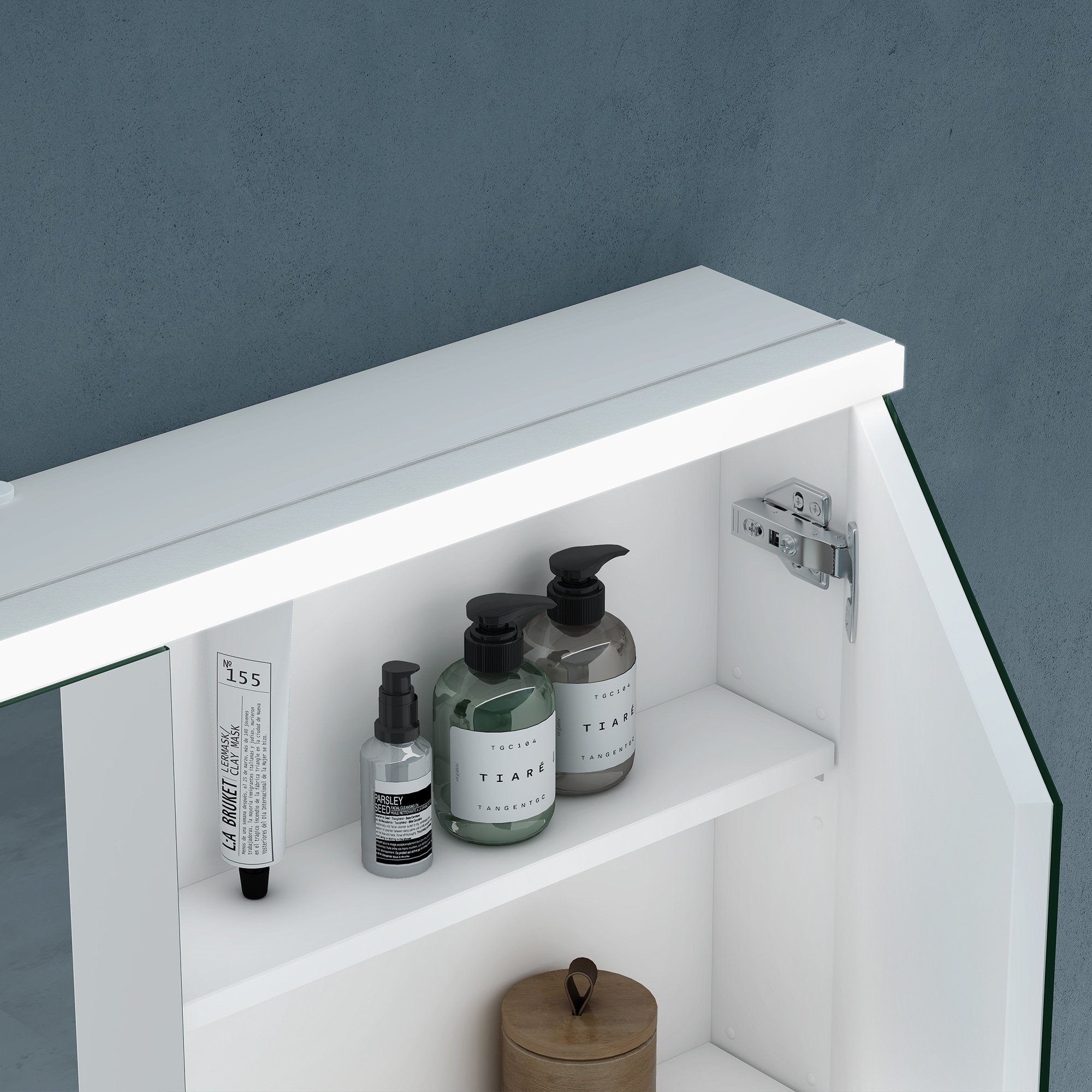 matt Spiegelschrank Spiegelschrank03 Regalbrett verstellbarem Badezimmerspiegelschrank weiß doporro LED-Spiegel
