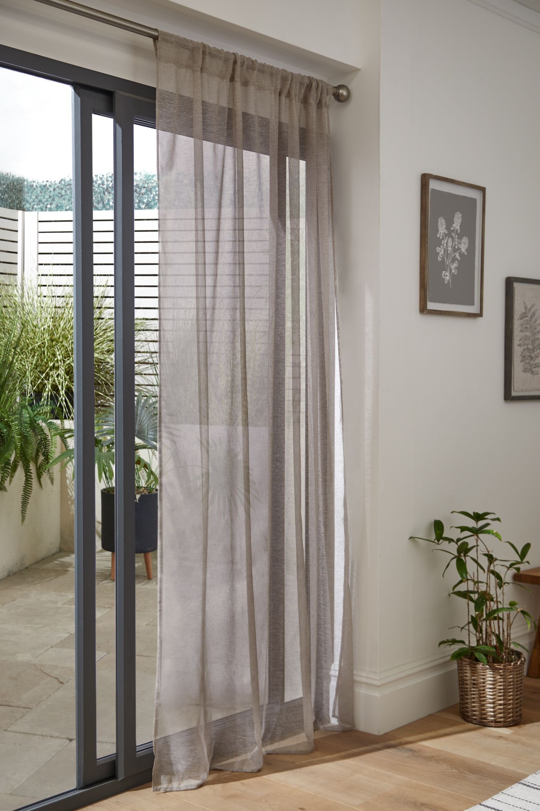 Next Gardine Transparente Voile-Schlaufenvorhänge Leinenoptik, (1 günstig online kaufen