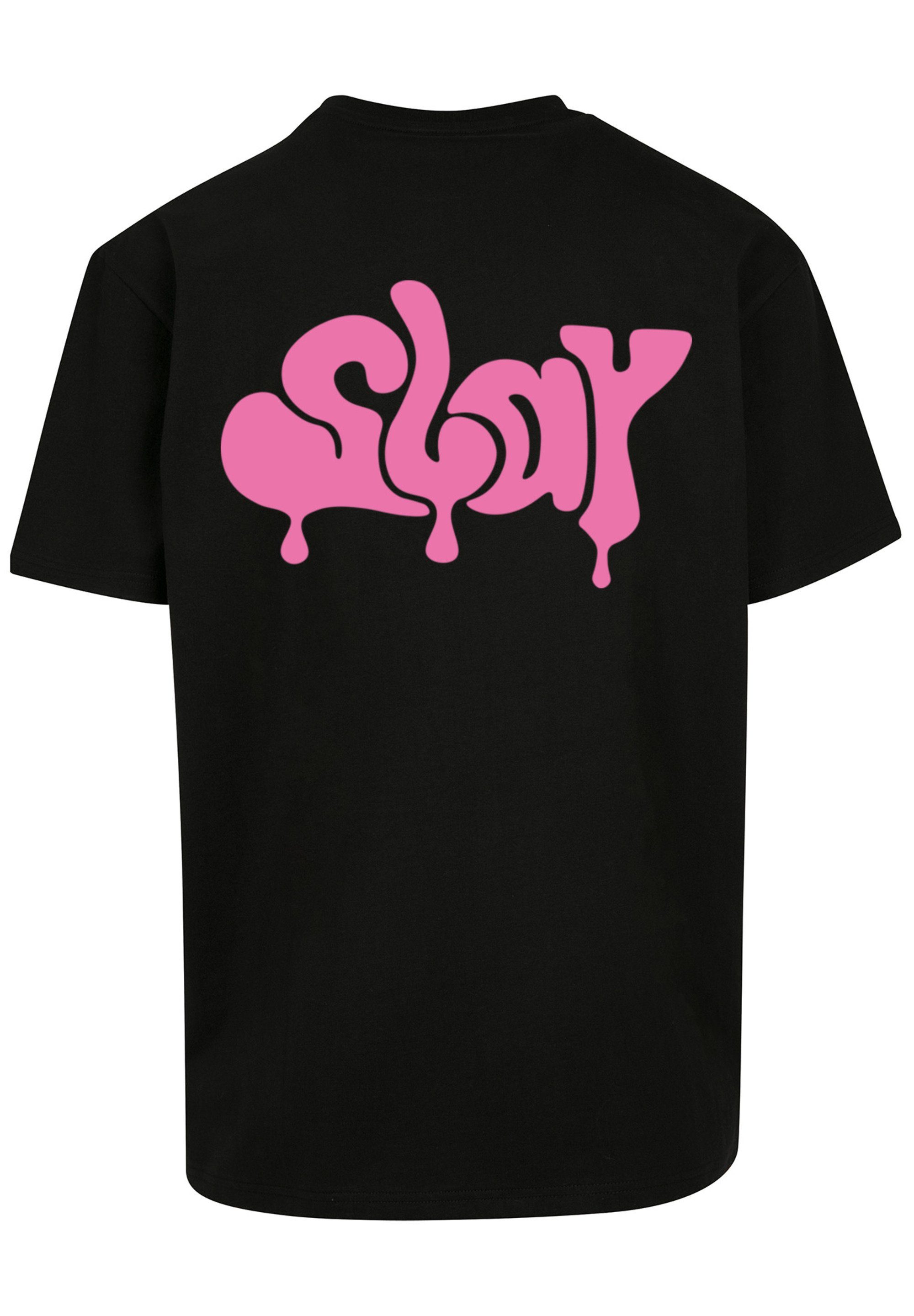 Pink Print Jugenwort SLAY F4NT4STIC T-Shirt schwarz