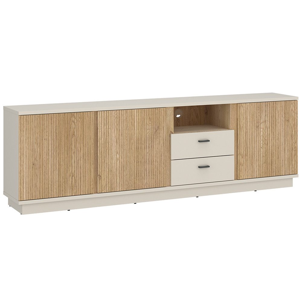 Lomadox Lowboard MOLINA-129, Fernsehschrank 200 cm breit in Eiche & kaschmir mit Softclose-Funktion
