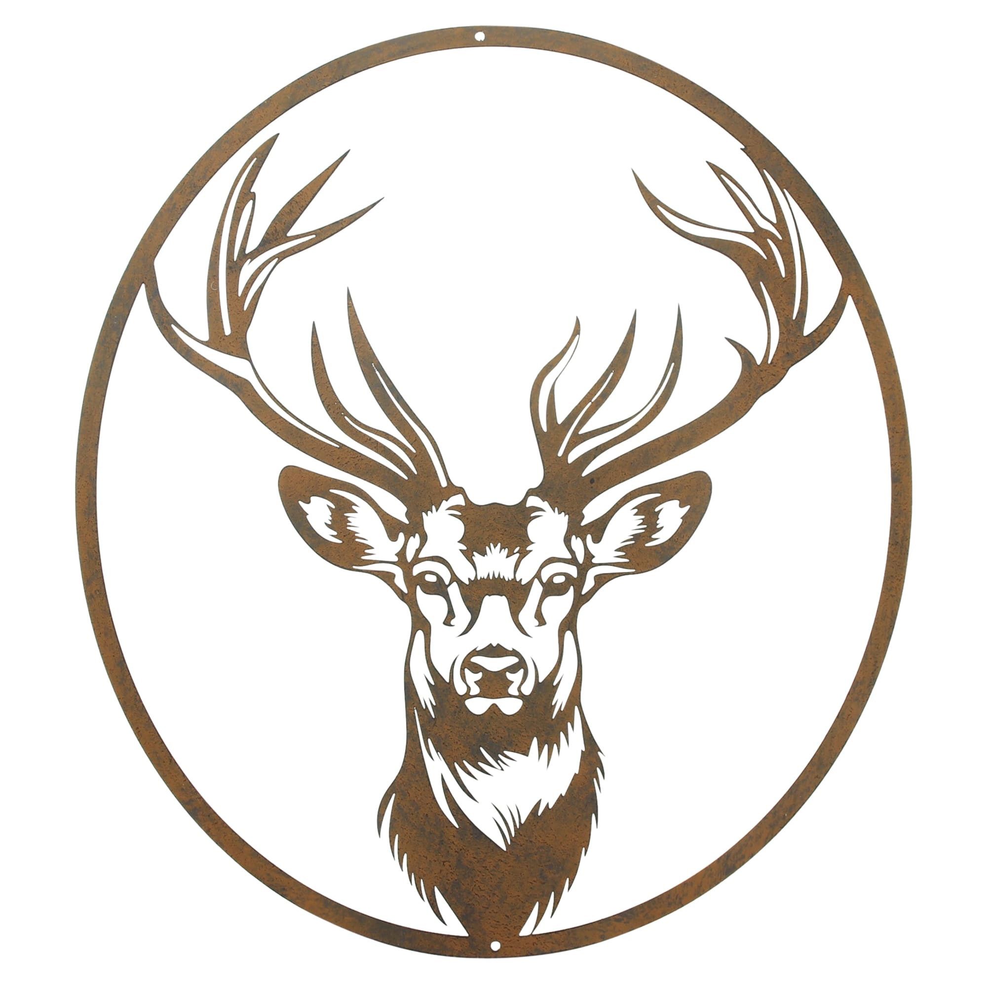 Dekoleidenschaft Wandbild "Hirsch" Metall mit Rost Finish, 45 x 50 cm, Wanddeko, Wandschmuck, Metallbild, Wanddekoration, Metalldeko, Wandobjekt