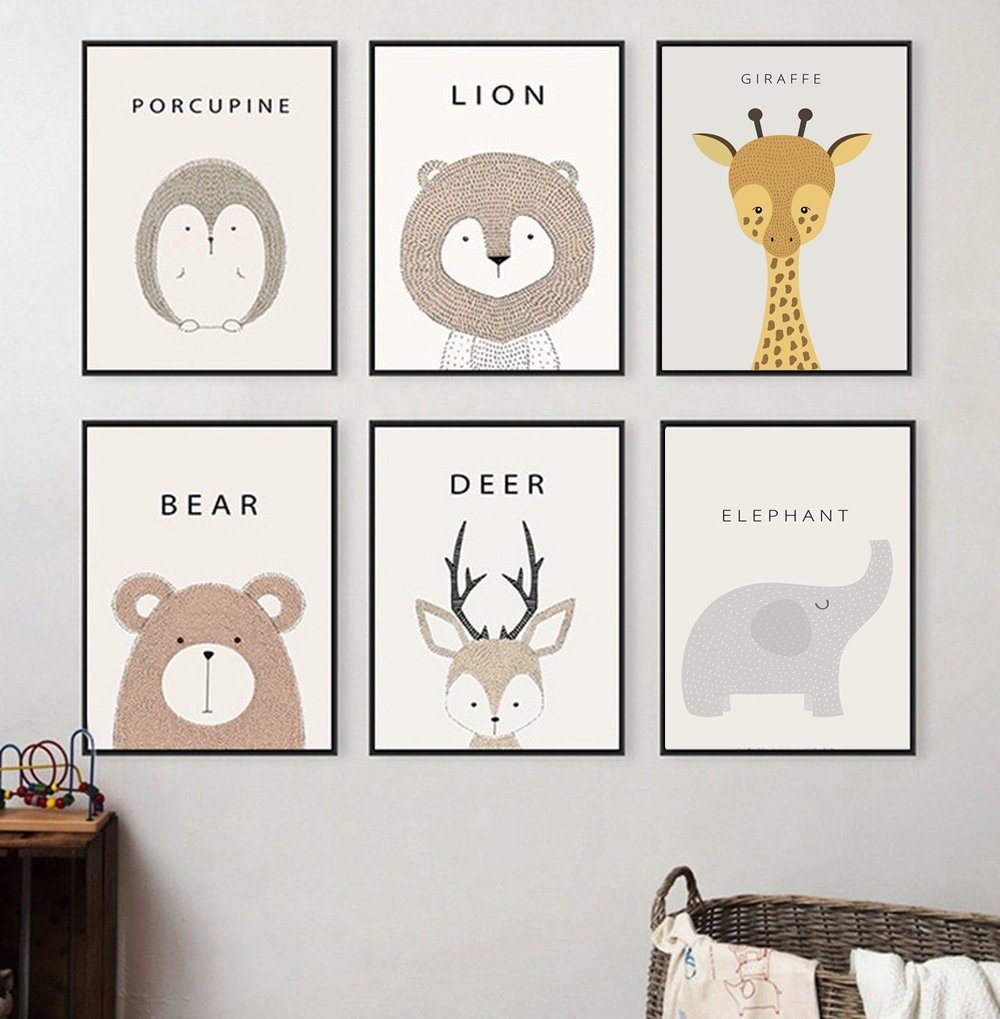 Wandbild Deko Junge Kinderzimmer Tiere Kinder Poster 