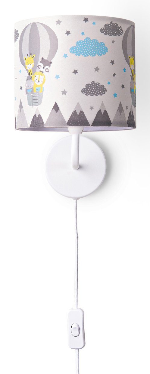 Top-Produzent Paco Home Wandleuchte Stecker Cosmo ohne Kabel Kinderzimmer Lampe Tiere Leuchtmittel, Heißluftballon 343, âˆ…18cm E14 3m