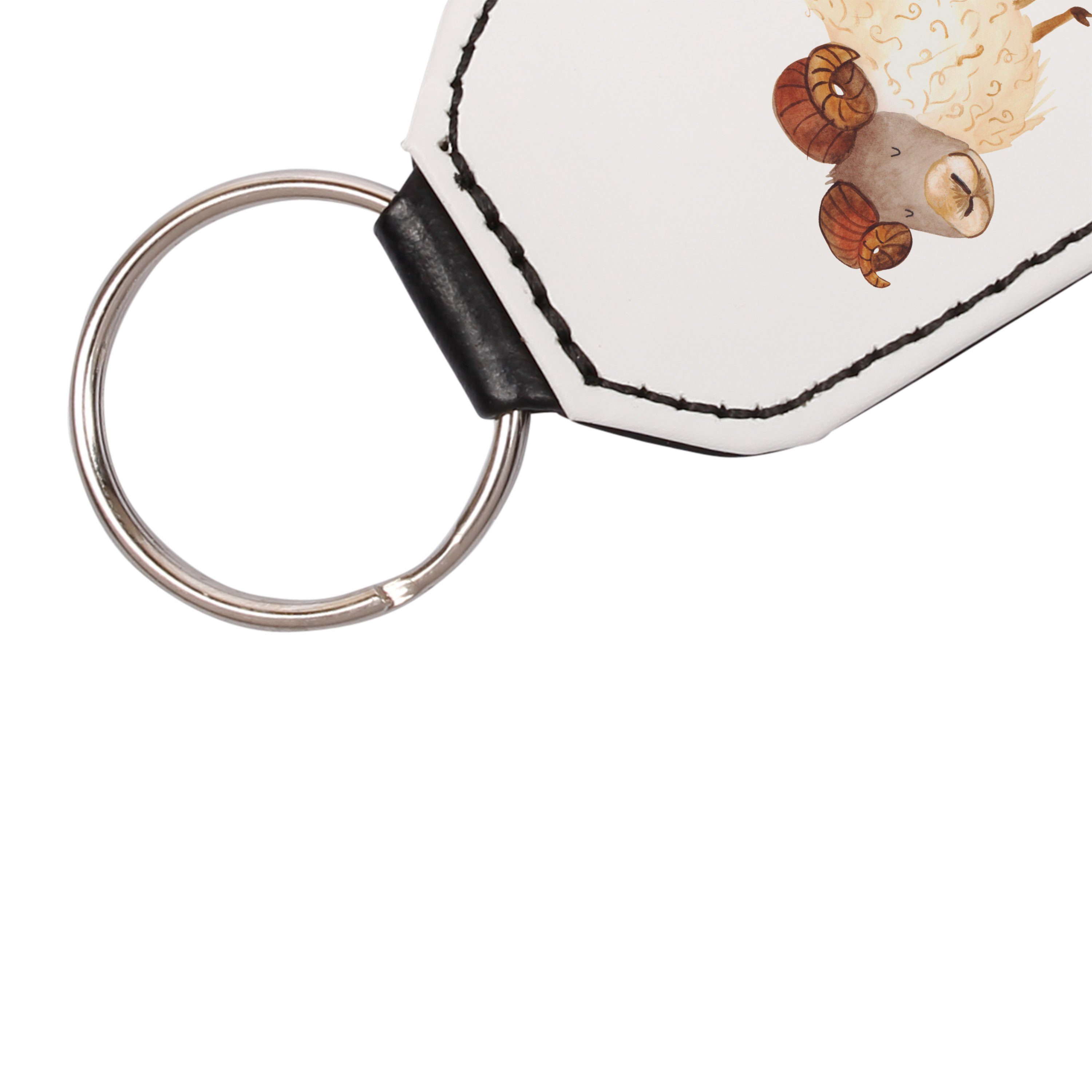 Ster Schlüsselanhänger, - - Mr. Geschenk, (1-tlg) Widder & Panda Sternzeichen Mrs. Widder Schlüsselanhänger Weiß