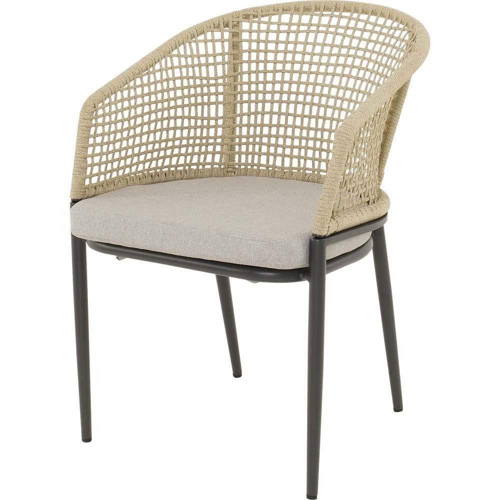 Natur24 Gartenstuhl Stuhl Kioto Beige 56 x 62 x 77 cm 2er Set