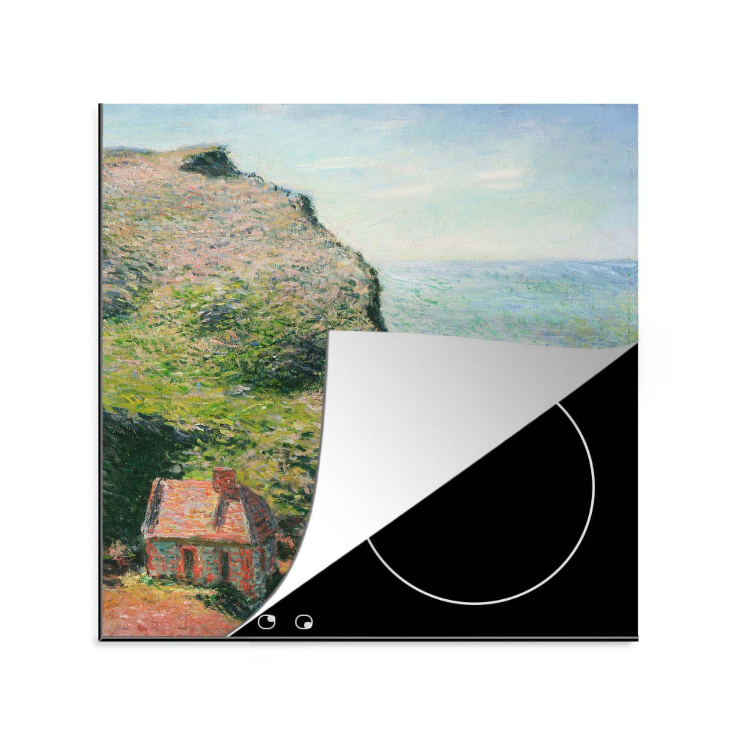 MuchoWow Herdblende-/Abdeckplatte Das Wachhaus - Claude Monet, Vinyl, (1 tlg), 78x78 cm, Ceranfeldabdeckung, Arbeitsplatte für küche