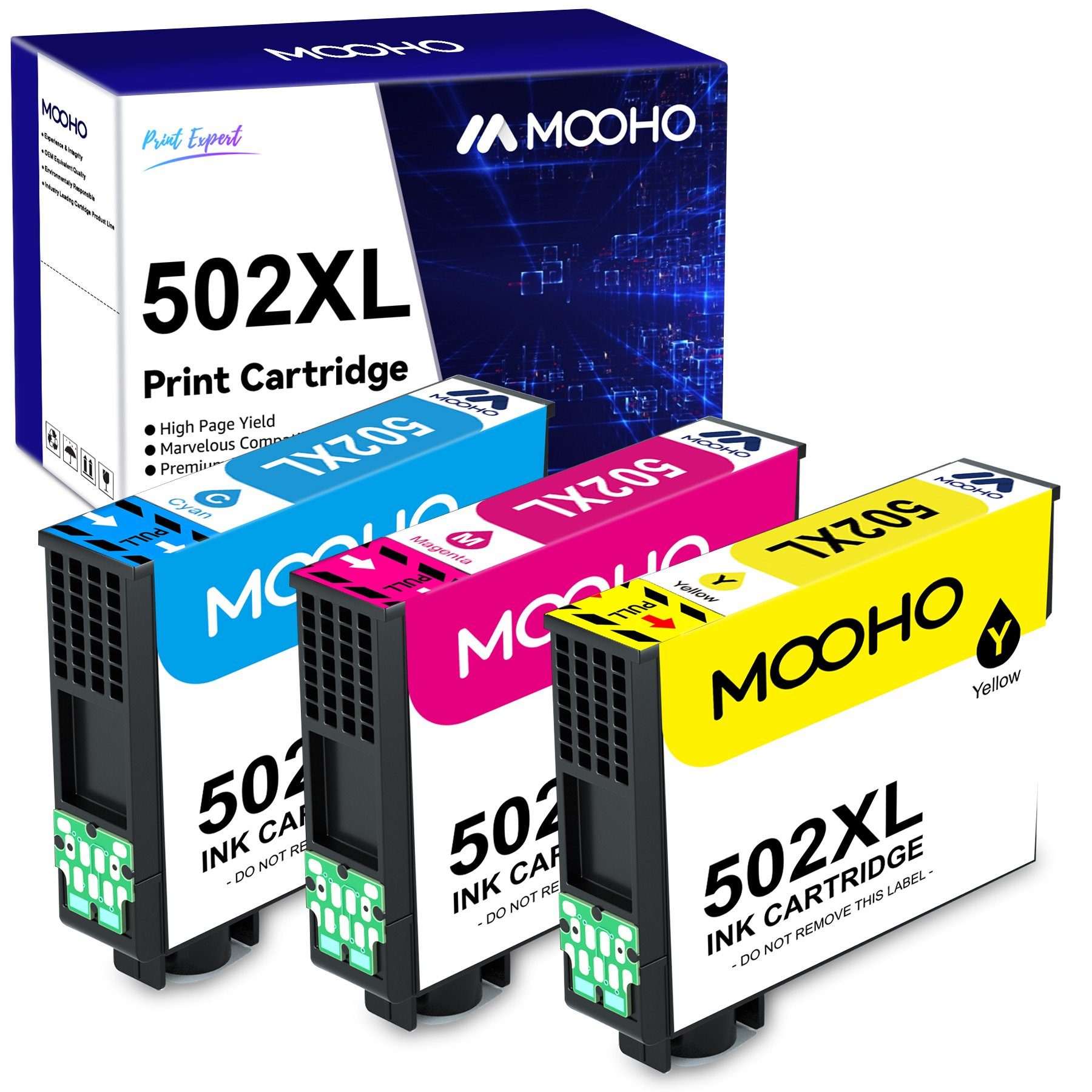 MOOHO Ersatz für EPSON 502XL 502 XL Tintenpatrone (WF-2860DWF XP-5100)