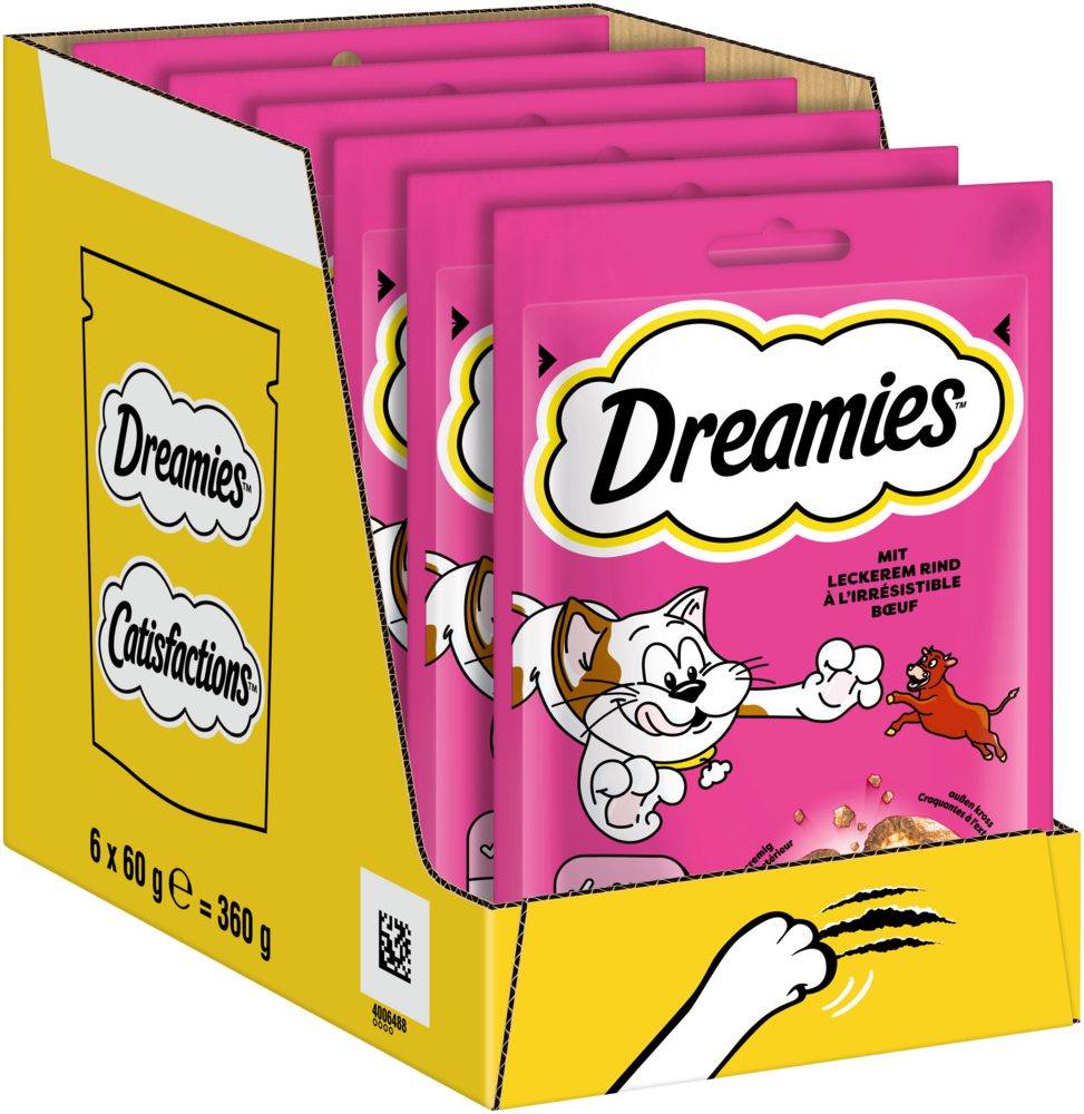 Dreamies DREAMIES™ Rind 6 x 60g, Snack für: Katze