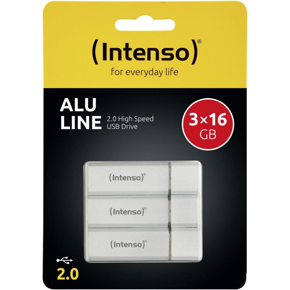 Intenso Intenso Alu Line USB 2.0 16GB 3er Pack Speichersticks USB-Stick (Hochwertiges Aluminiumgehäuse)