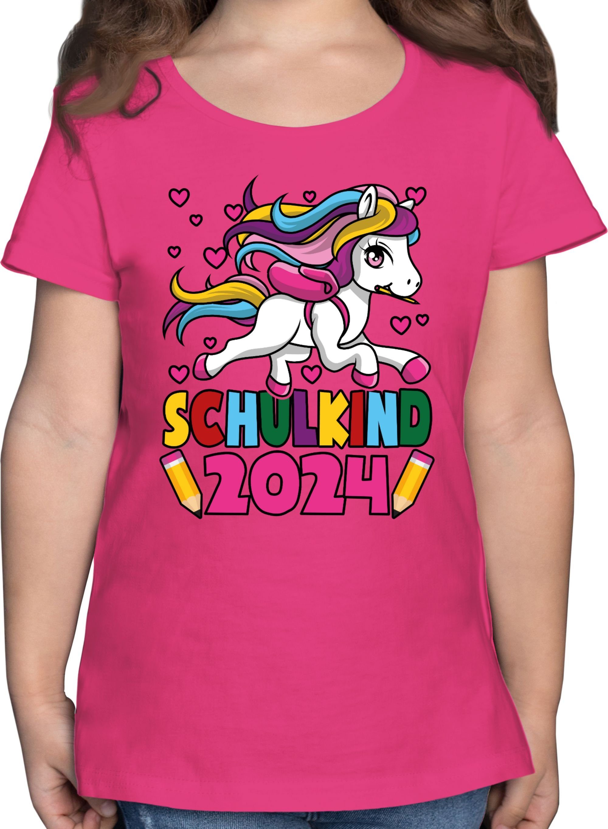 Shirtracer T-Shirt Schulkind 2024 I Einhorn Unicorn Einschulung Mädchen