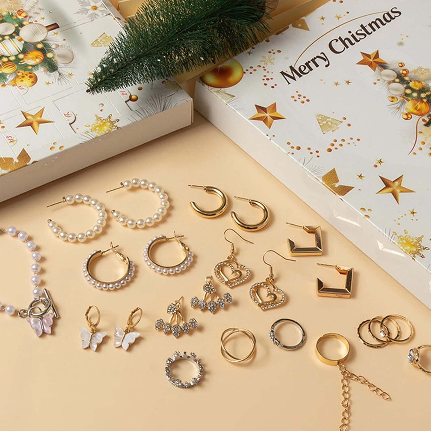 Coonoor Adventskalender Schmuck Adventskalender 2026, 24 Tage Weihnachten Countdown Kalender, Weihnachtskalender Geschenk für Teenager Frauen Mädchen – Bild 4 von 5