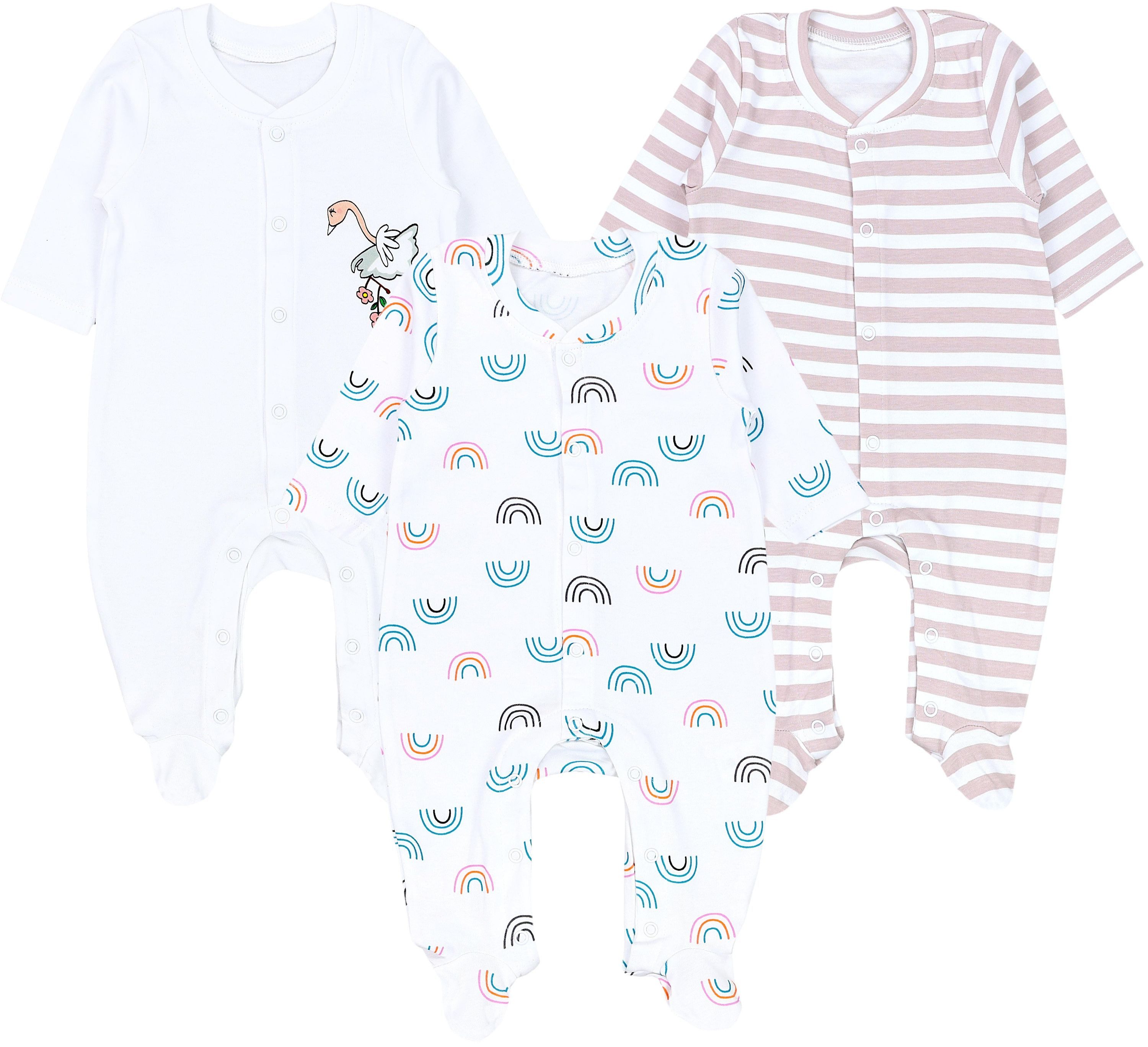 TupTam Schlafoverall TupTam Baby Mädchen Schlafstrampler mit Fuß 3er Pack