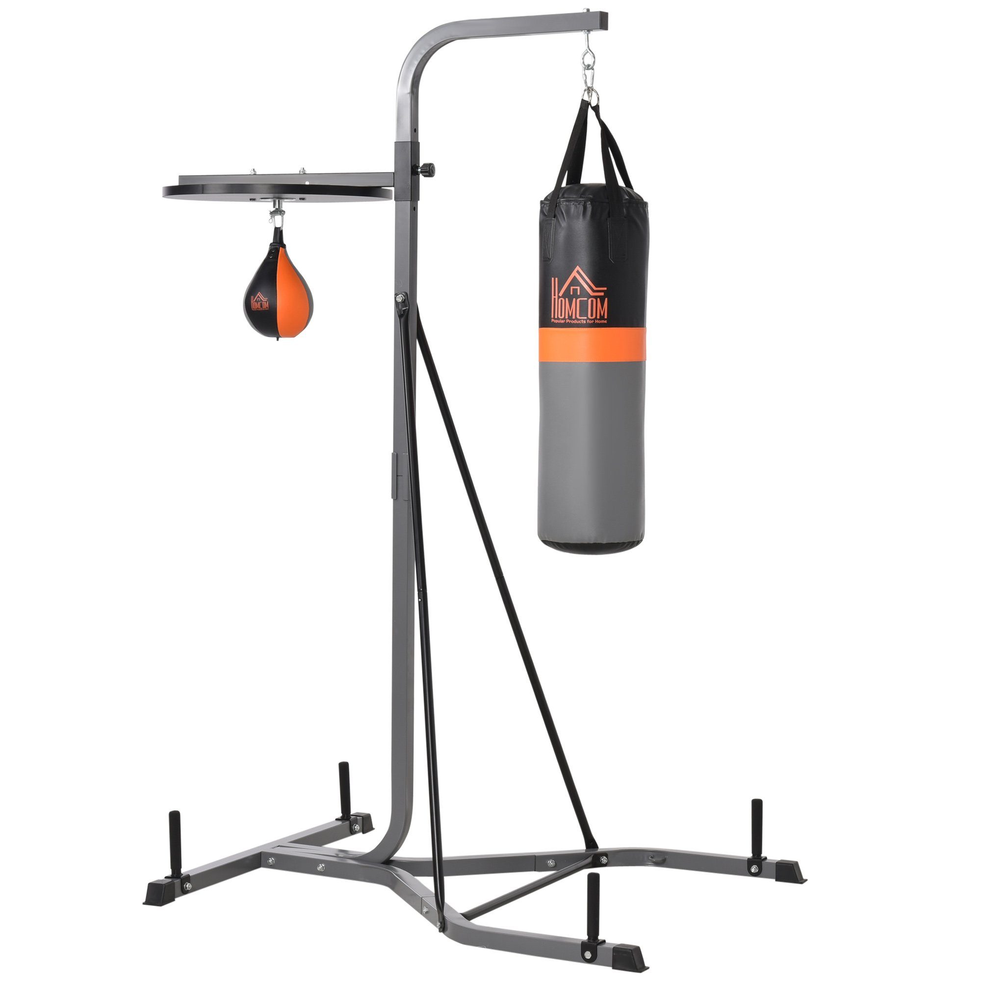 HOMCOM Boxsackhalterung Boxsackständer Boxsack und Punchingball freistehende Boxstation, (Set, 1-tlg., Boxsackhalterung Punchingball Stand bis 100 kg Tragkraft, 115L x 157B x 221H cm)