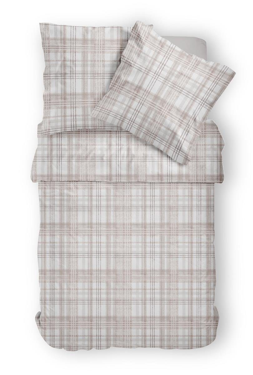 Janine Bettwäsche Janine Messina Mako-Satin Bettwäsche 135x200 Karo beige n günstig online kaufen