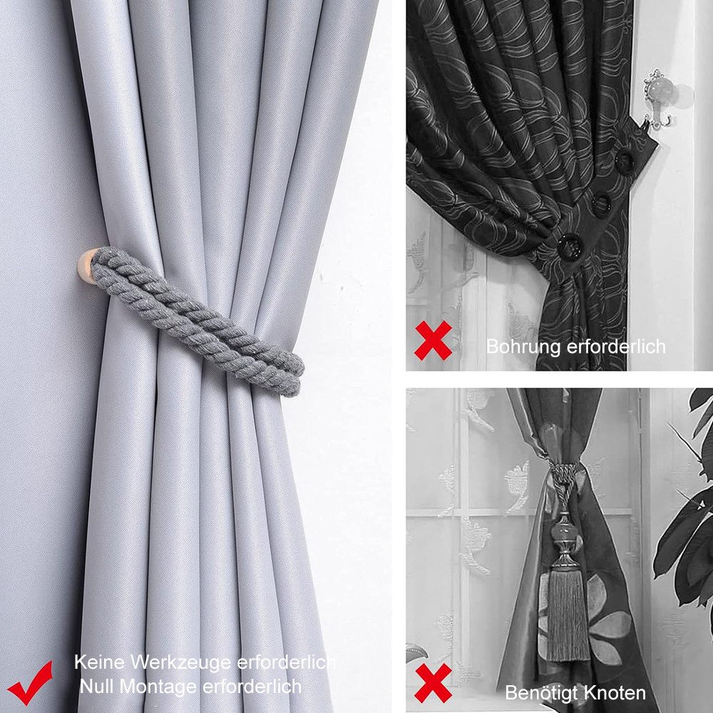 TUWENA Raffhalter 2 Stück Magnetische Vorhang Raffhalter aus Holz,Gardinen Raffhalter, Vorhanghalter für Zuhause und Büro, Fenstervorhänge – Bild 5 von 5