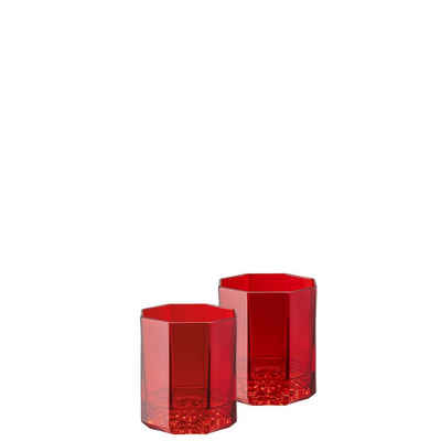 Rosenthal meets Versace Whiskyglas Medusa Lumiere rot im Geschenkkarton 2er Set Whisky-Becher, Kristallglas