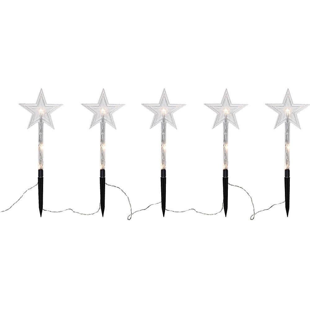 matches21 HOME & HOBBY LED-Lichterkette LED-Sterne Außen Kunststoff Batterie Timer 1 Stk 23x140 cm, 25-flammig