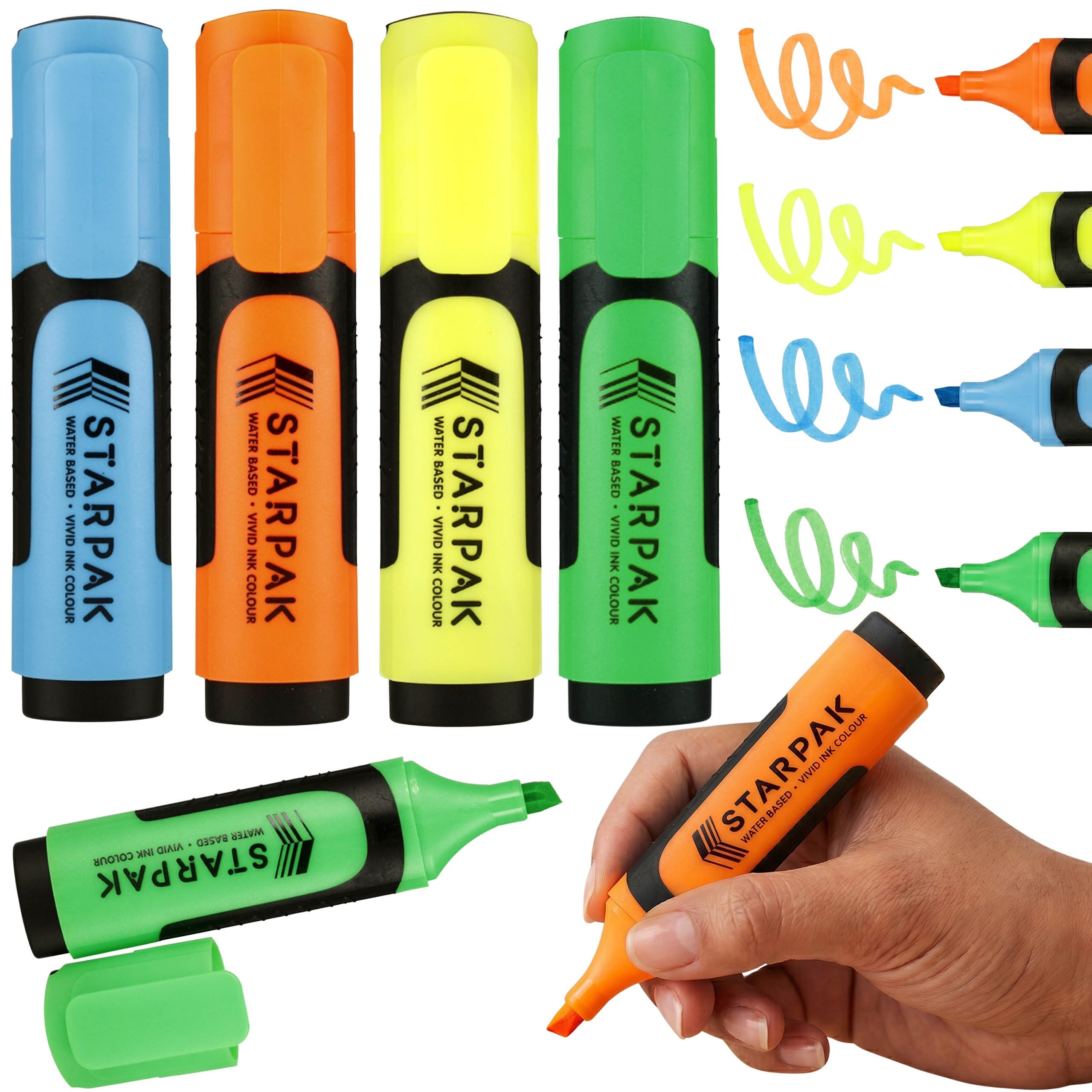 Sarcia.eu Marker Neon-Textmarker Set, für Büro und Schule, 4er-Set
