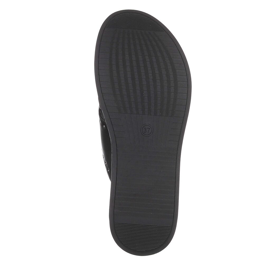 Ital-Design Damen Pantolette mit Nieten und Keilsohle Plateausandaletten (91971072) Keilabsatz/Wedge Keilsandaletten in Schwarz
