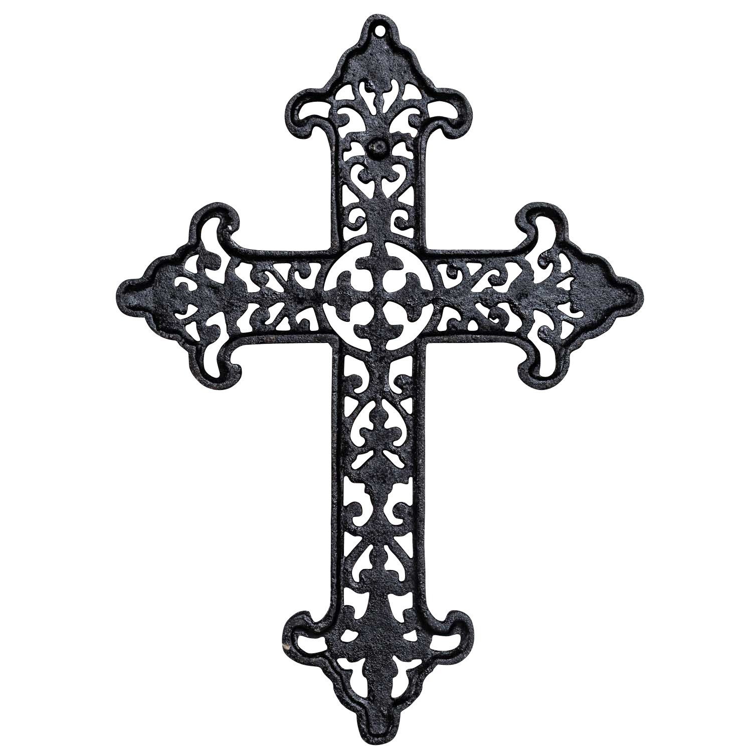 Aubaho Dekoobjekt Wandkreuz Kreuz Kruzifix 44cm Eisen Antik-Stil