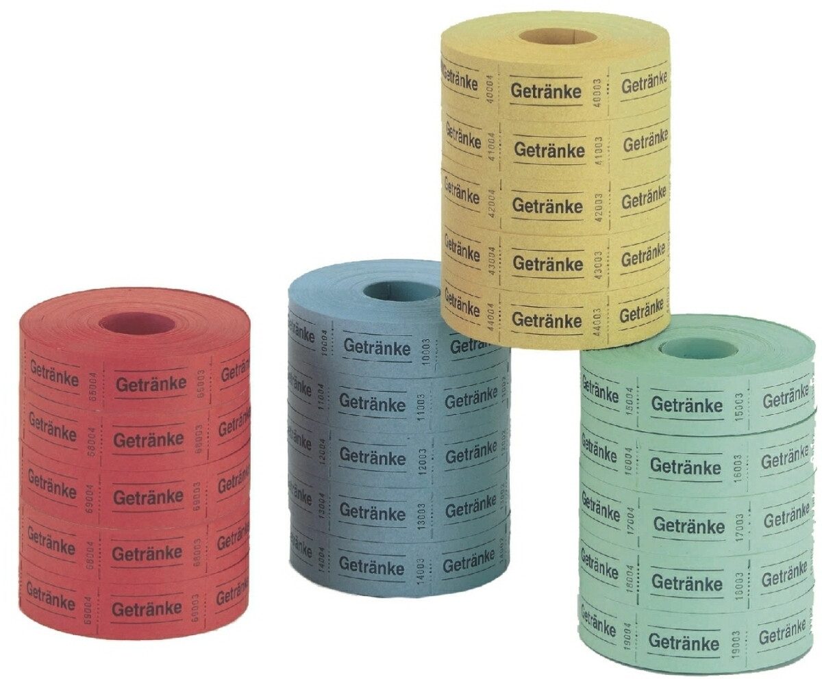 Formularblock Getränkemarken 5x1000 Stück farblich sortiert.