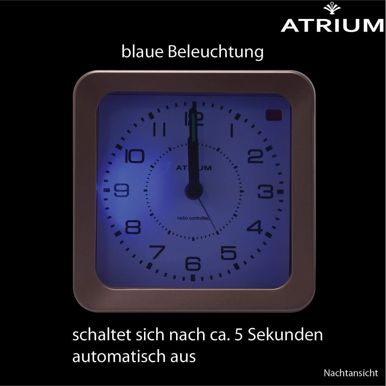 Atrium Funkwecker A660 Analog Quarz ohne Ticken Licht Snooze Leuchtzeiger – Bild 5 von 5