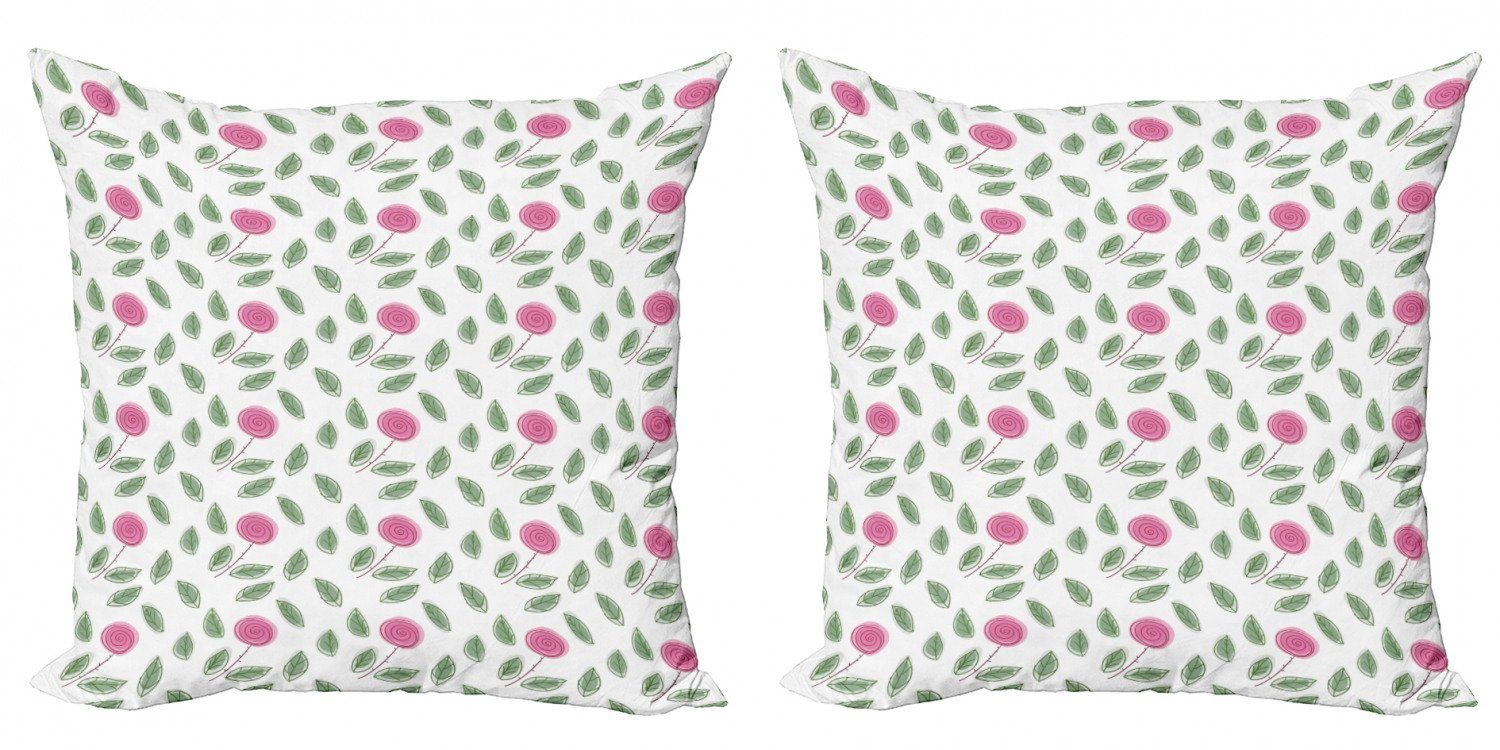 Kissenbezüge Modern Accent Doppelseitiger Digitaldruck, Abakuhaus (2 Stück), Rose Modern Style rosa Blüten