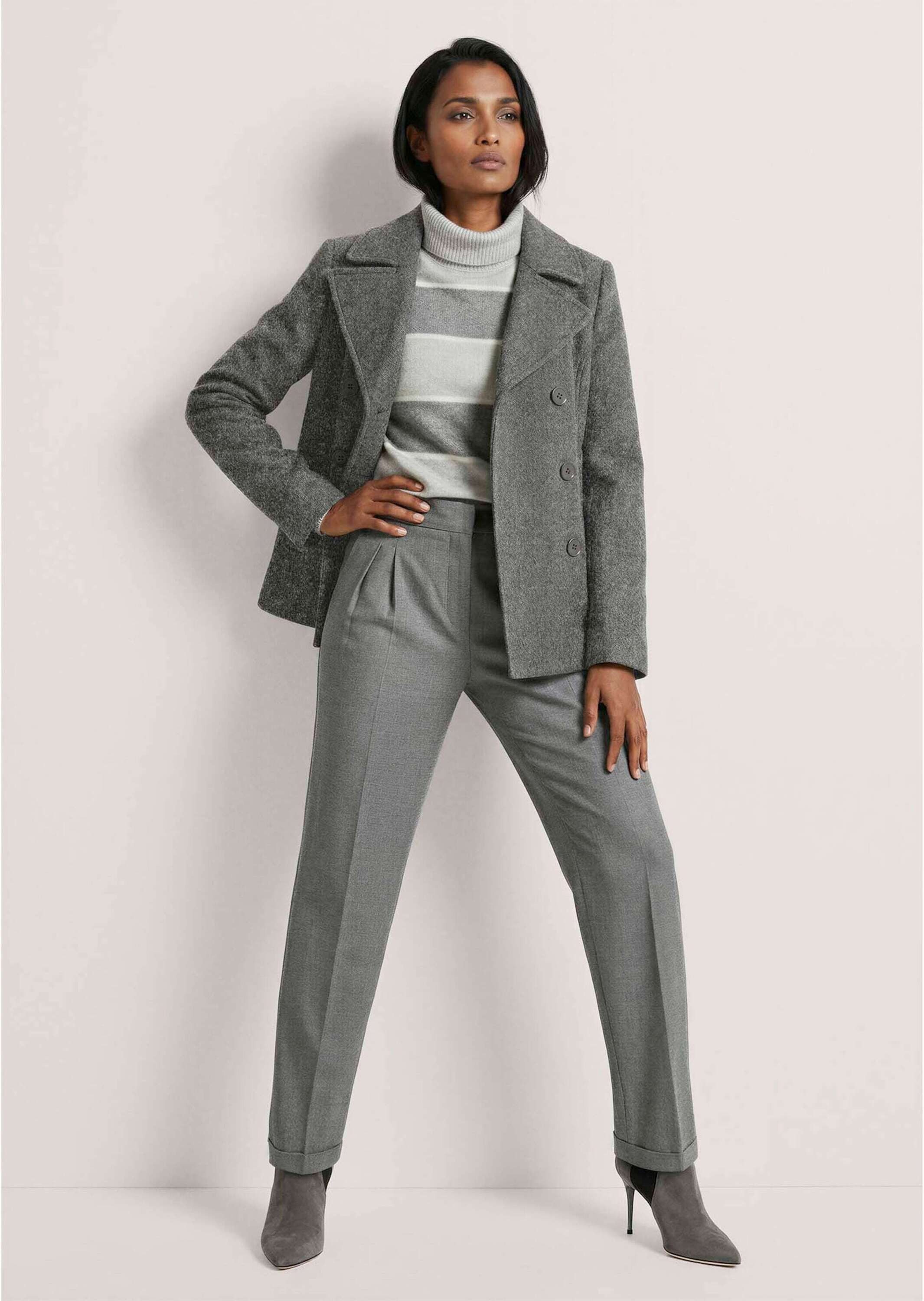 MADELEINE Outdoorjacke Elegante Caban-Jacke mit Taschen Wolljacke Zweireihig mit Reverskragen und Taschen