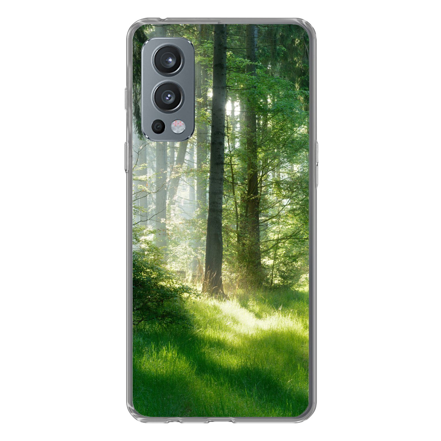 MuchoWow Handyhülle für OnePlus Nord 2 5G Natur - Bäume - Wald - Grün - Sonne - Gras - Pfl, Phone Case, Silikon, Schutzhülle Dünn