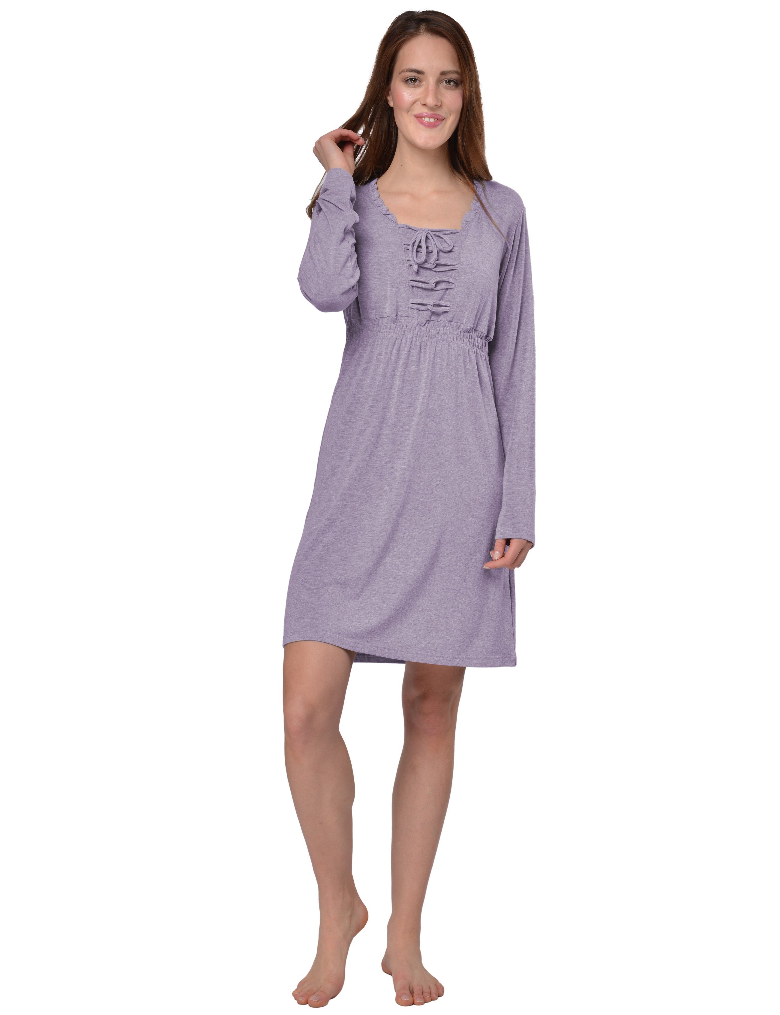 RAIKOU Nachthemd »RAIKOU Damen Langarm Knielang Blusenkleid Nachtwäsche  Homewear Kleid Minikleider Freizeitkleid« Rüschen Ausschnitt online kaufen  | OTTO