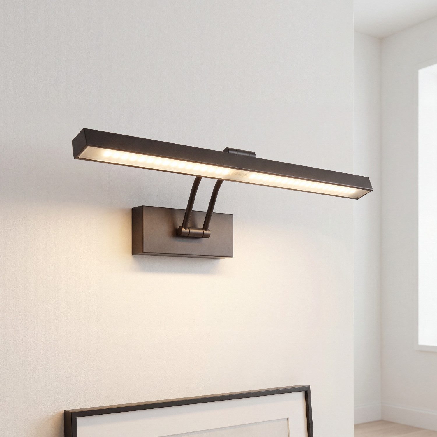 Licht-Erlebnisse Bilderleuchte DAMIAN, LED, Warmweiß, Schwarz Aluminium schwenkbar 3000 K 40,5 cm Bilderleuchte Flur