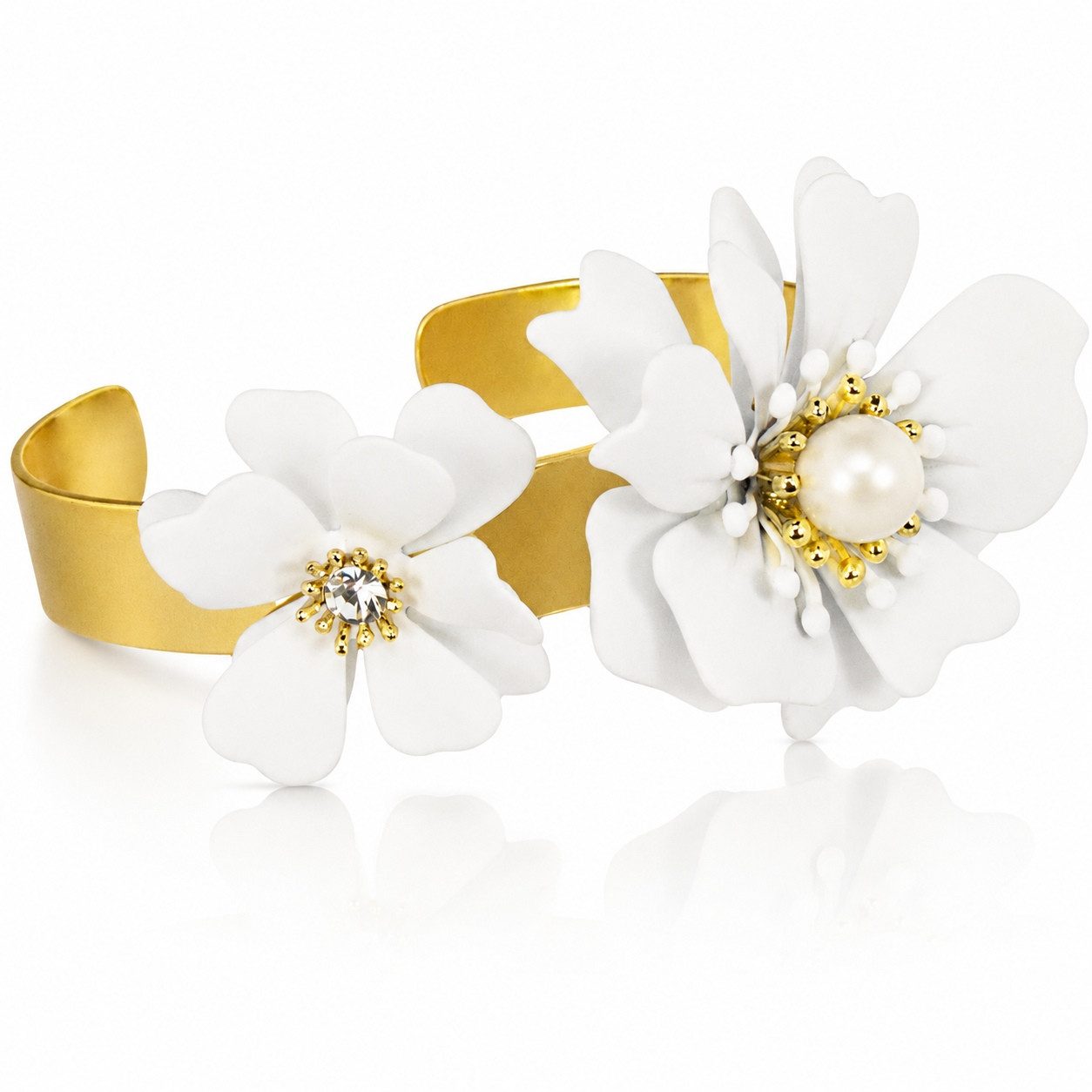 LUISIA® Armreif Armspange "Nelia" mit Blumen (inkl. Schmuckbox), 16 Karat vergoldet