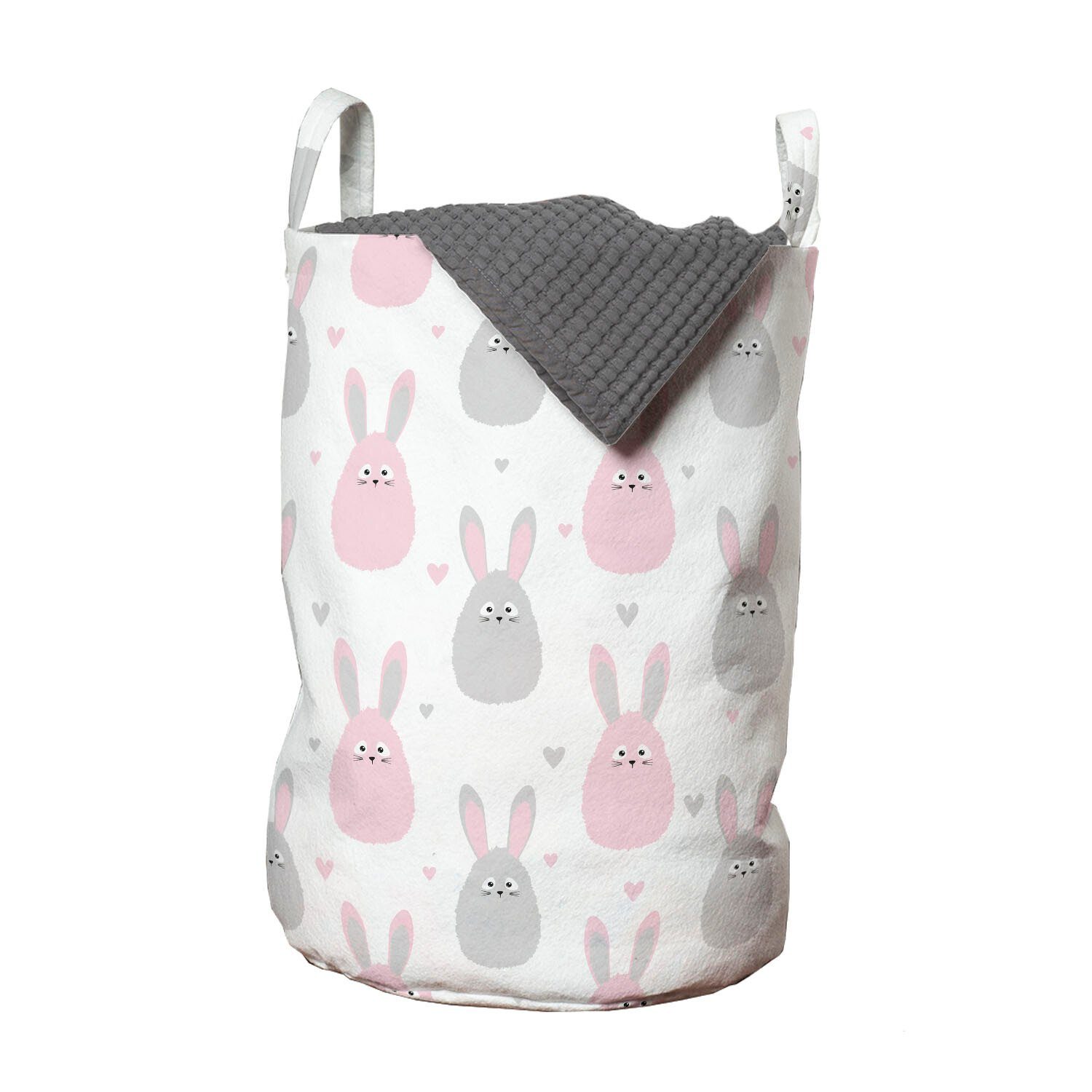 Wäschesäckchen für Baby-Kaninchen-Karikatur Wäschekorb Waschsalons, Fluffy mit Kordelzugverschluss Abakuhaus Hase Griffen