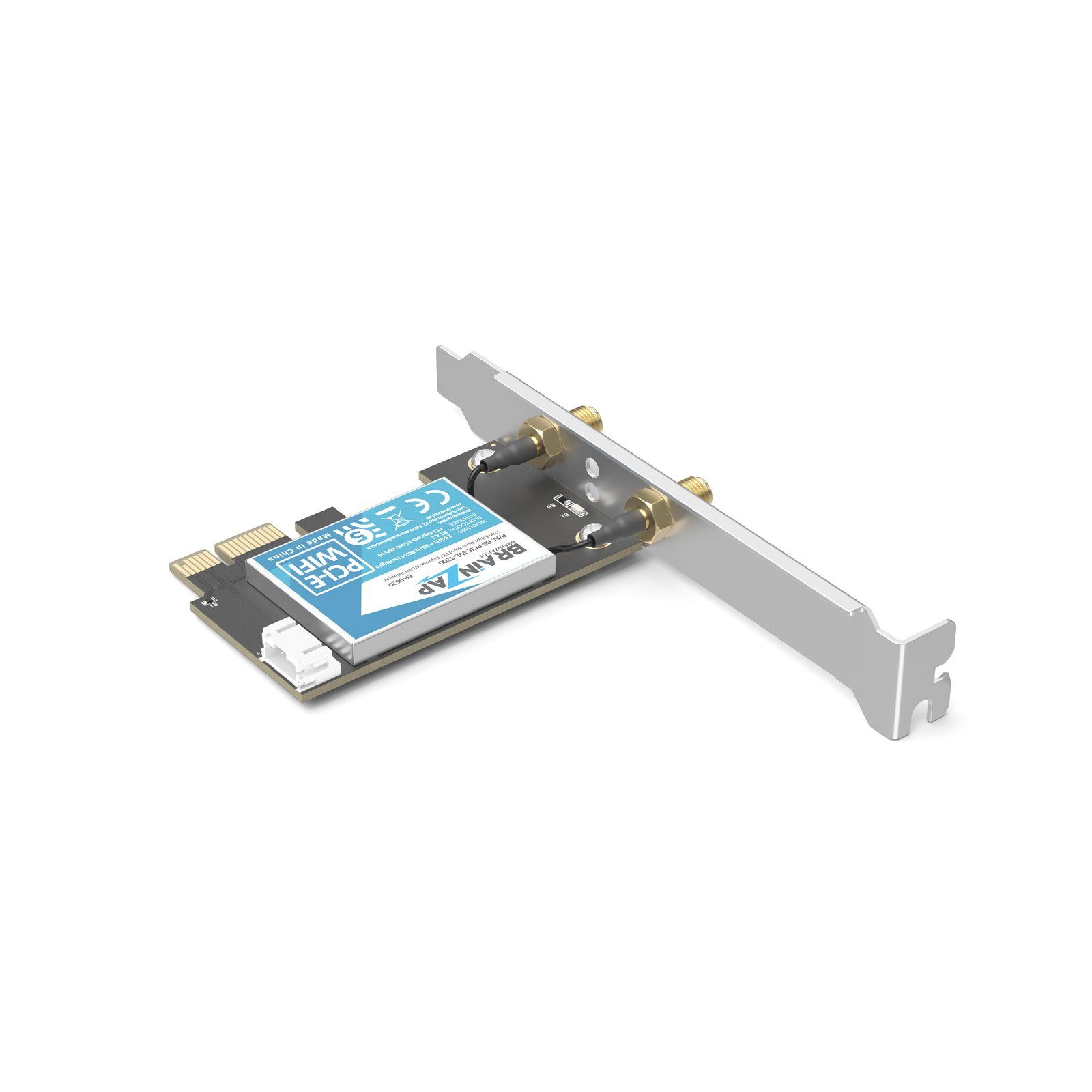BRAINZAP WLAN-Adapter WiFi 5 (802.11ac) AC1200 PCIe WLAN-Karte Bluetooth 4.0, WiFi 5 (802.11ac), Bluetooth, PCIe – Bild 5 von 5