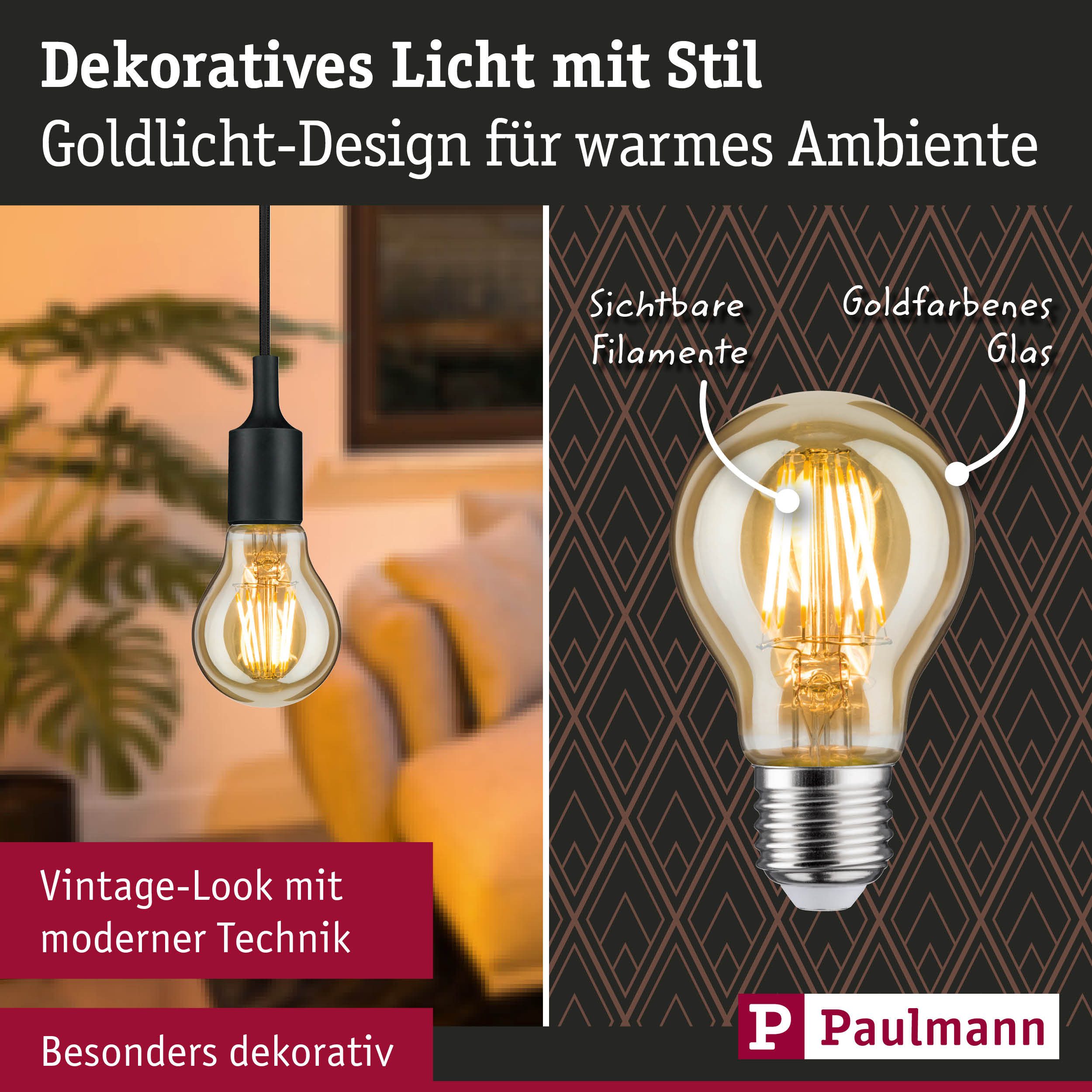Paulmann LED-Leuchtmittel E27 Goldlicht dimmbar Vintage AGL 6W dimmbar Vintage AGL 6W, 1 St., Extra-Warmweiß, 1700 Kelvin – Bild 3 von 5