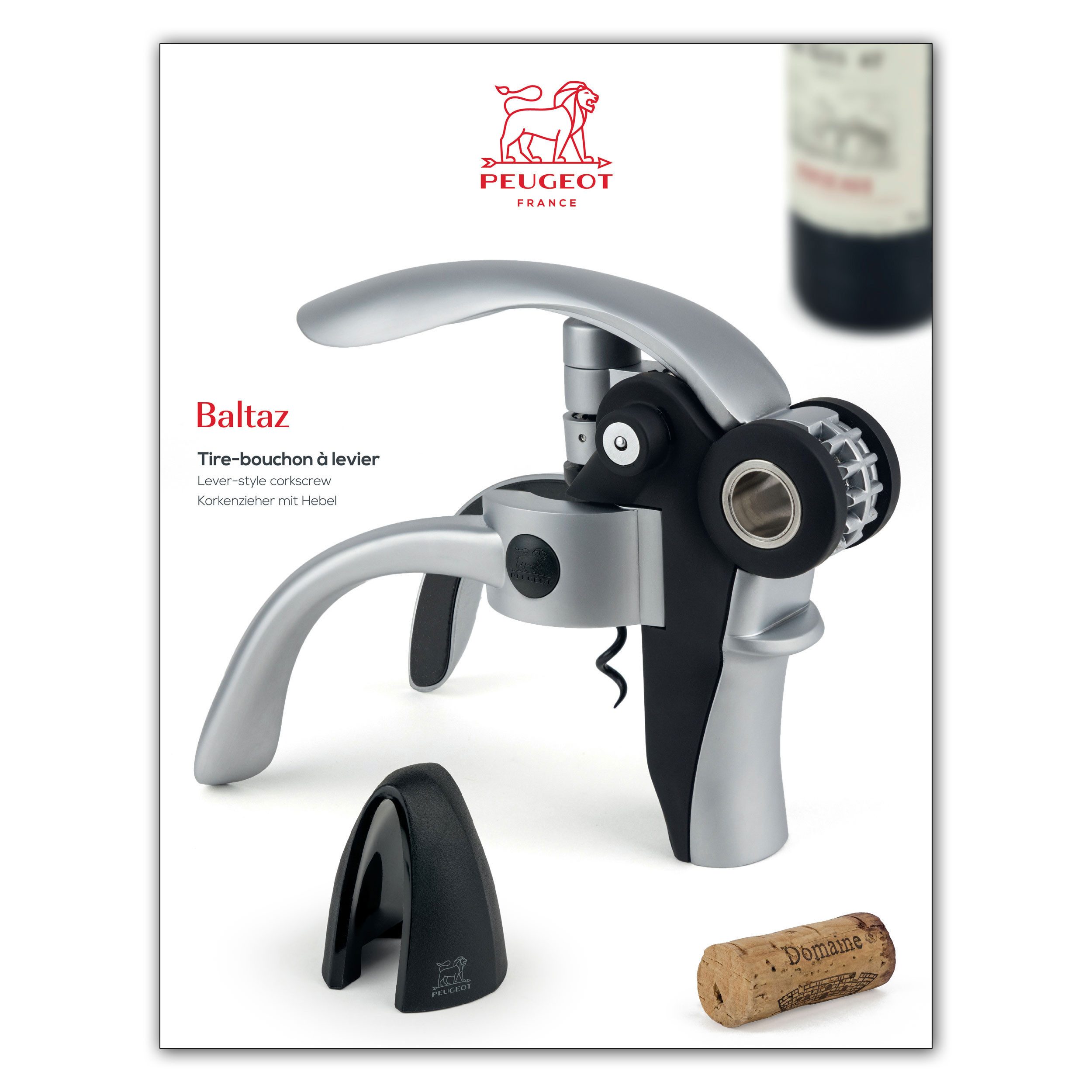 PEUGEOT Korkenzieher BALTAZ Basalt Schwarz Flaschenöffner Wein Sekt
