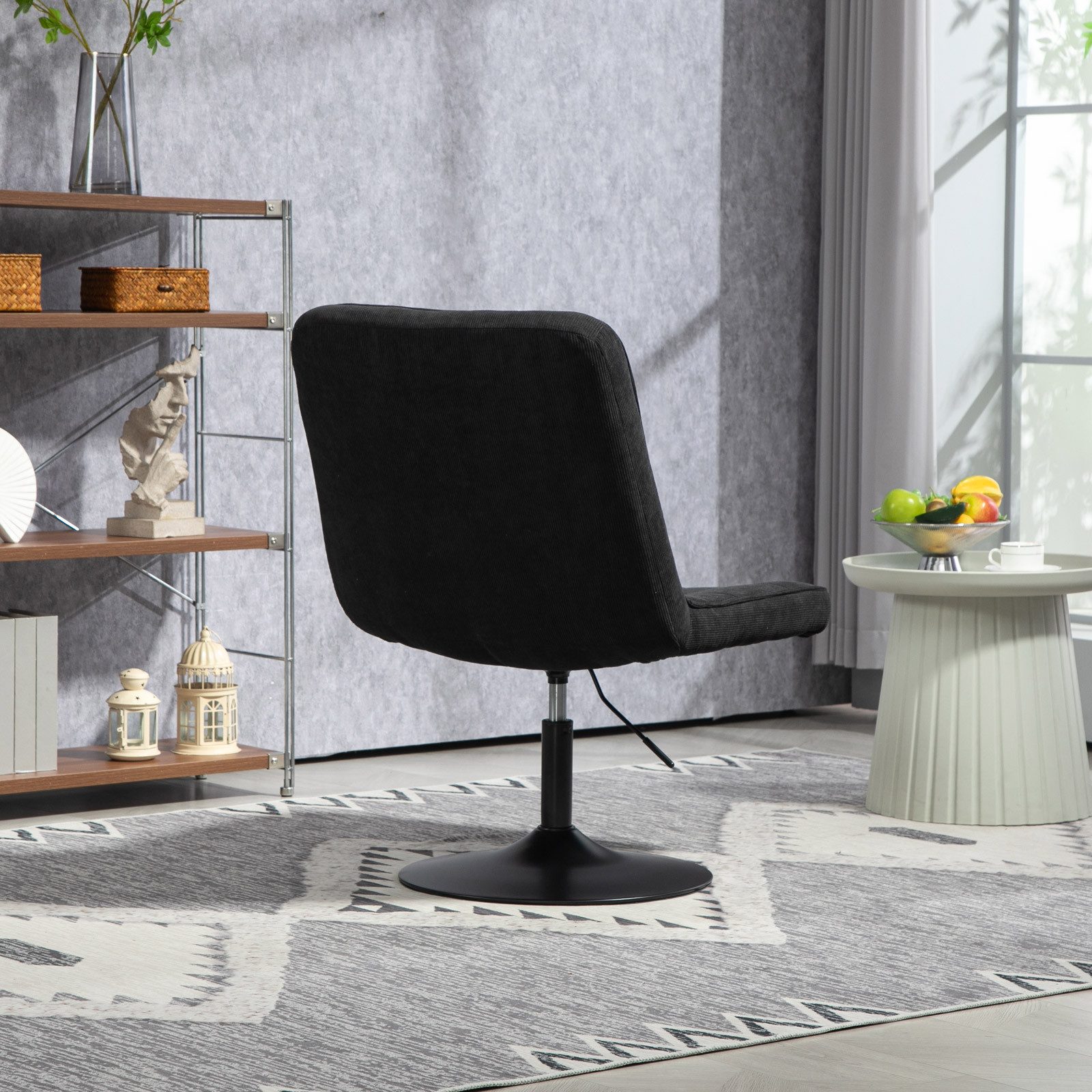 SVITA Loungesessel HENRY, gepolstert, 360° drehbar, mit Cordbezug, Schwarz